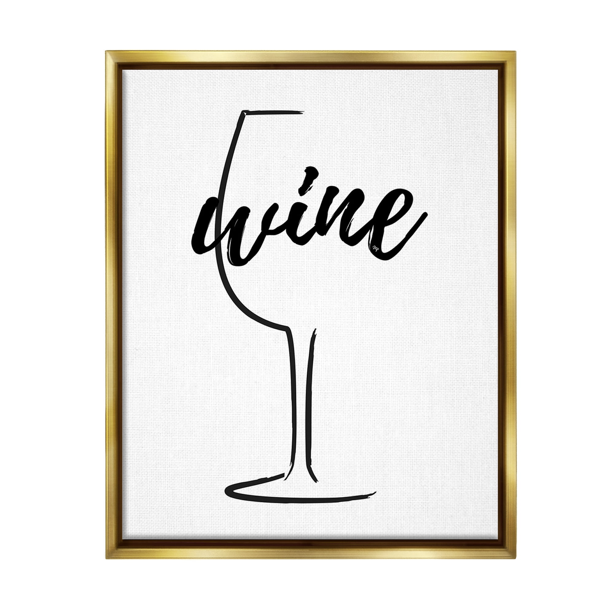 Stupell Industries Minimal Wine Glass Food & Beverage Painting Gold Floater Framed Canvas Art Print Wall Art, 25 x 31