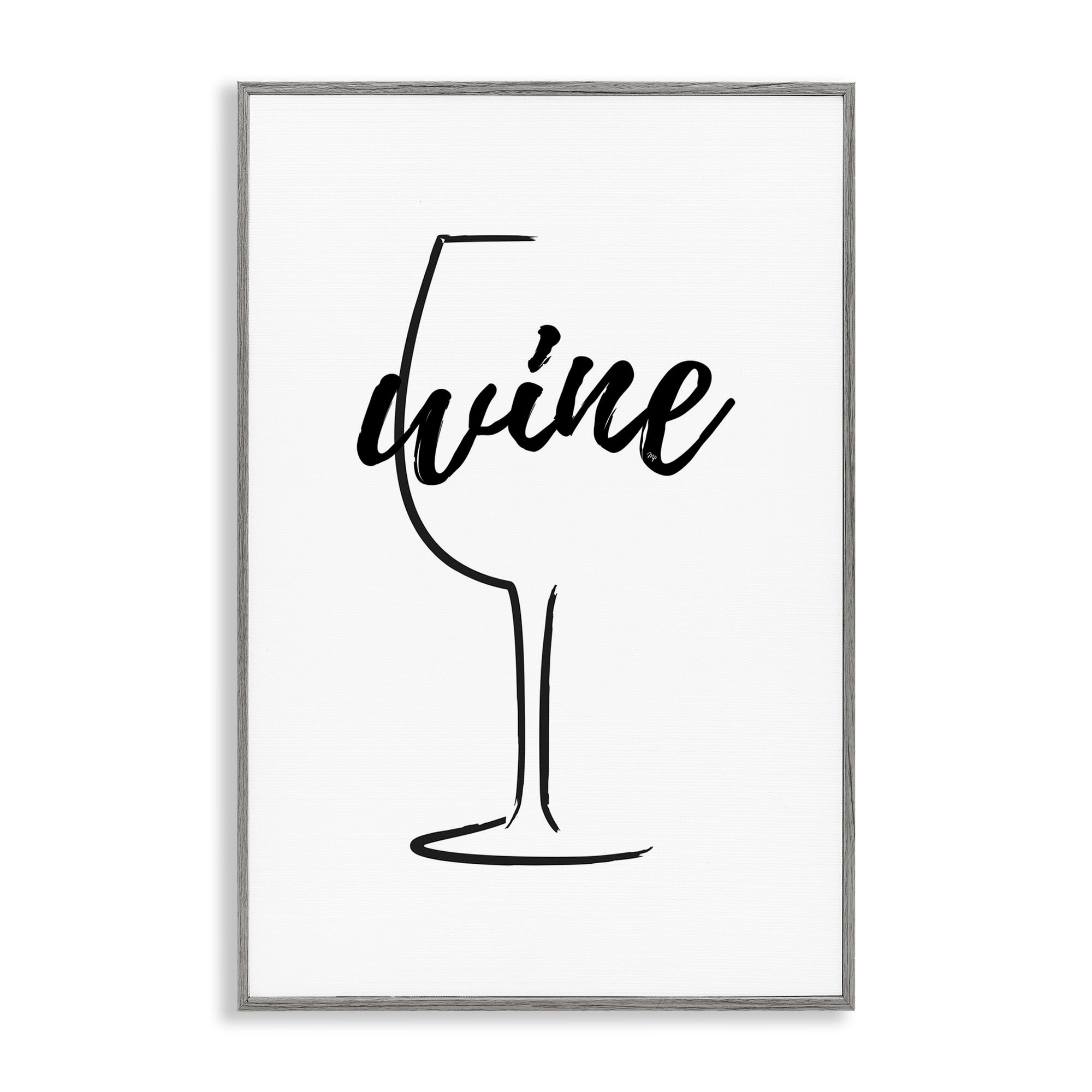 Stupell Industries Minimal Wine Glass Food & Beverage Painting Gray Framed Art Print Wall Art, 12 x 18