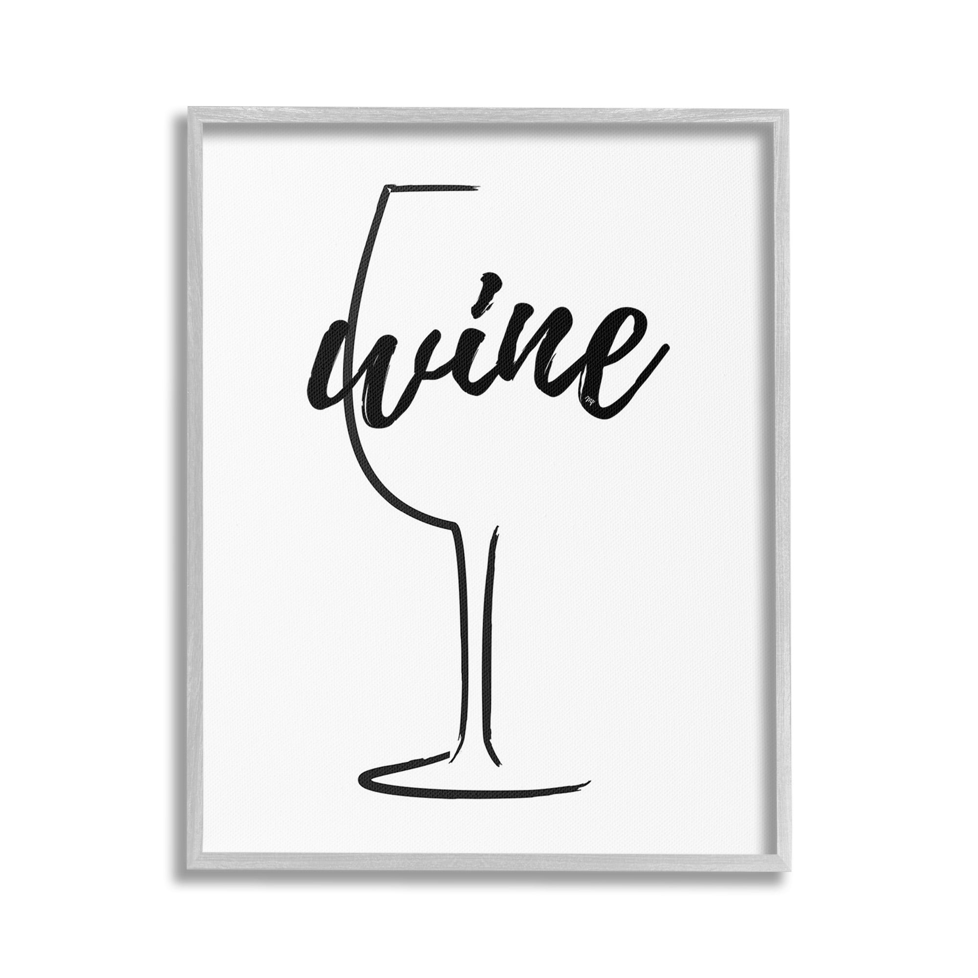 Stupell Industries Minimal Wine Glass Food & Beverage Painting Gray Framed Art Print Wall Art, 16 x 20