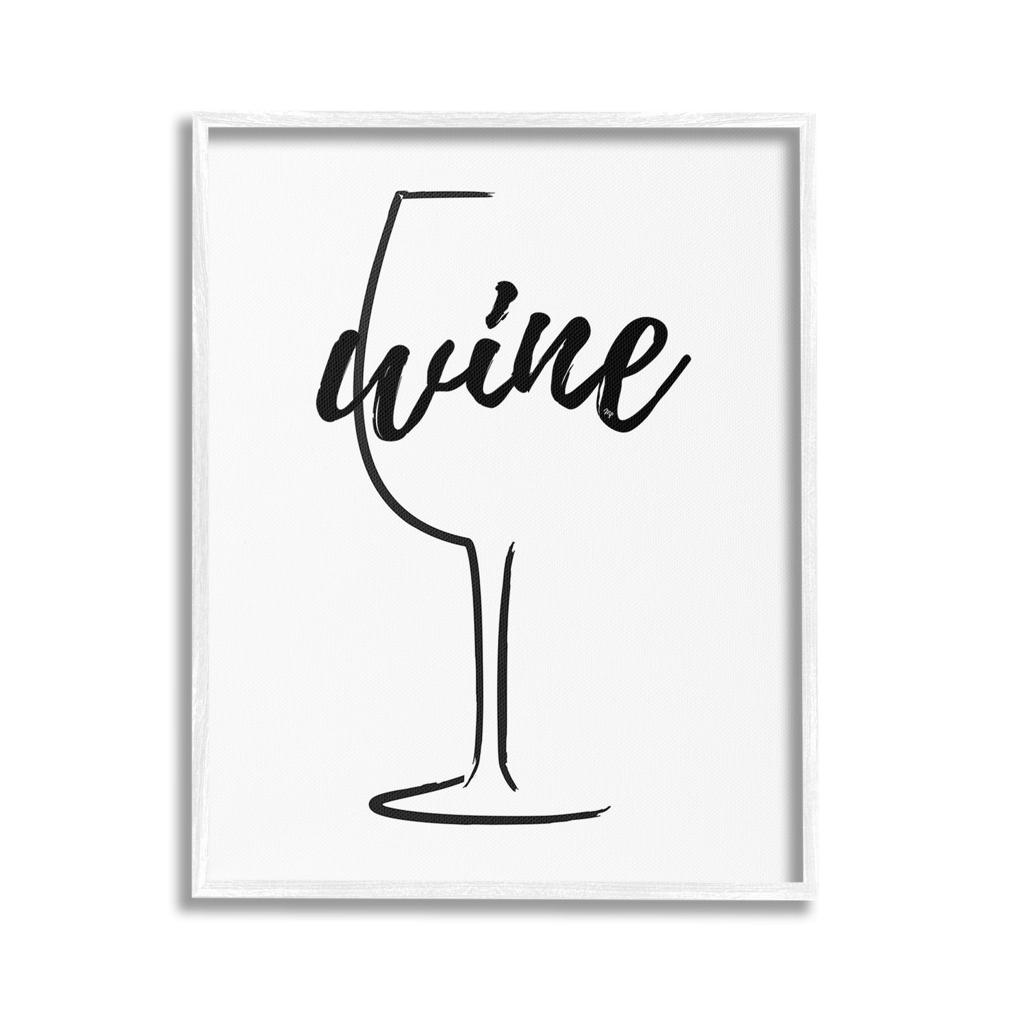 Stupell Industries Minimal Wine Glass Food & Beverage Painting White Framed Art Print Wall Art, 16 x 20
