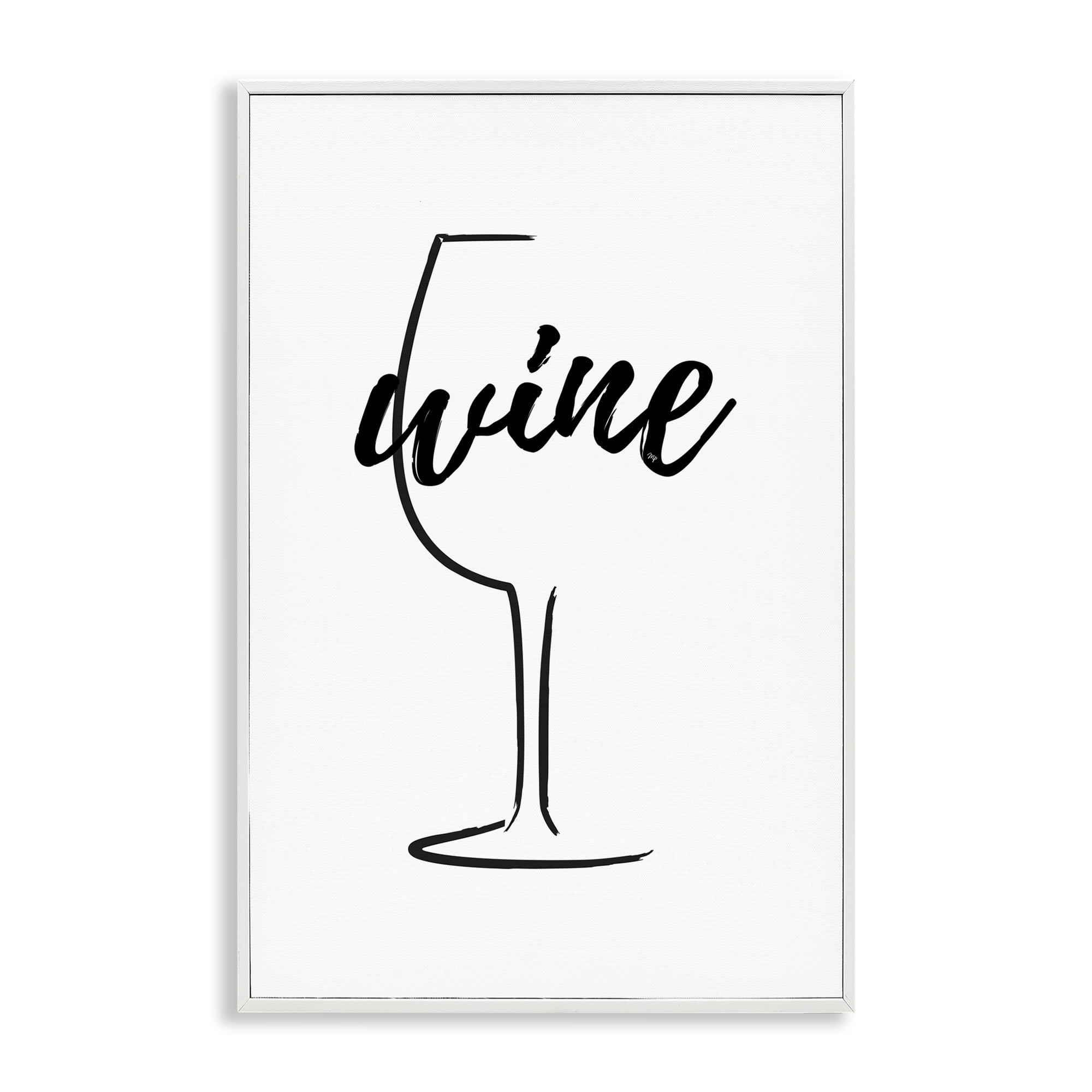 Stupell Industries Minimal Wine Glass Food & Beverage Painting White Framed Art Print Wall Art, 16 x 24