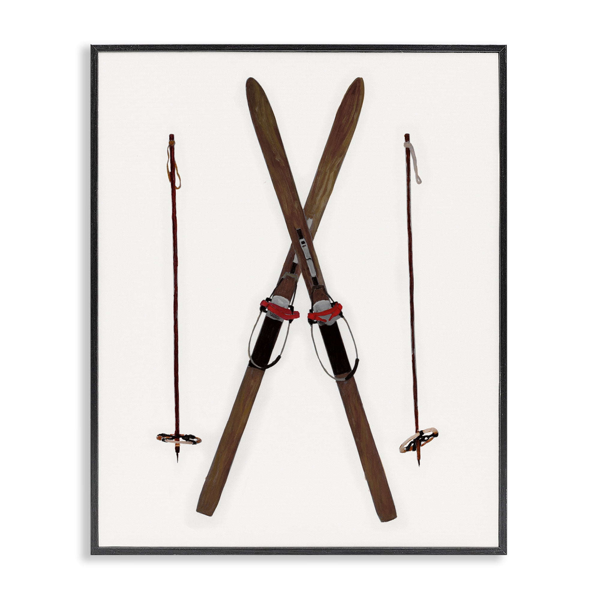 Stupell Industries Minimal Winter Skis Sports Painting Black Framed Art Prints Wall Art, 11 x 14