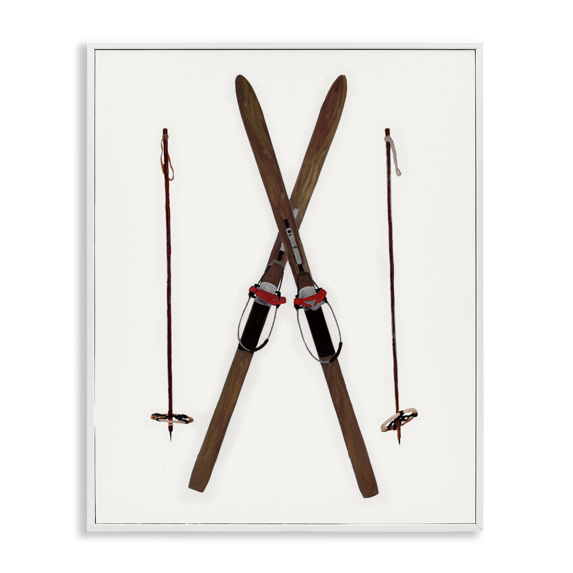 Stupell Industries Minimal Winter Skis Sports Painting White Framed Art Prints Wall Art, 16 x 20