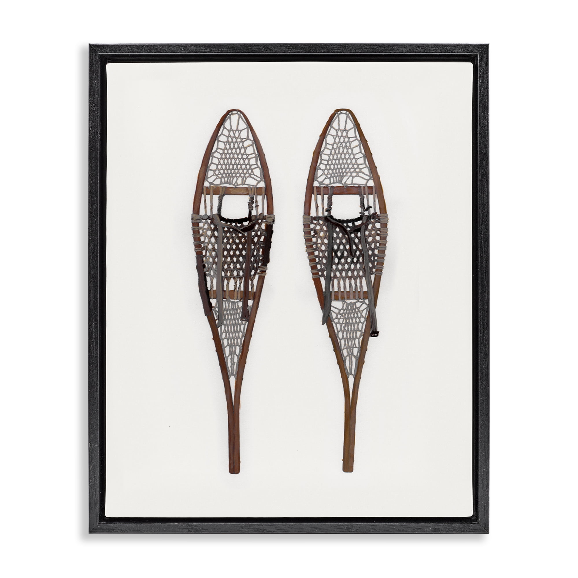 Stupell Industries Minimal Winter Snow Shoes Sports Painting Black Floater Framed Canvas Art Prints Wall Art, 17 x 21