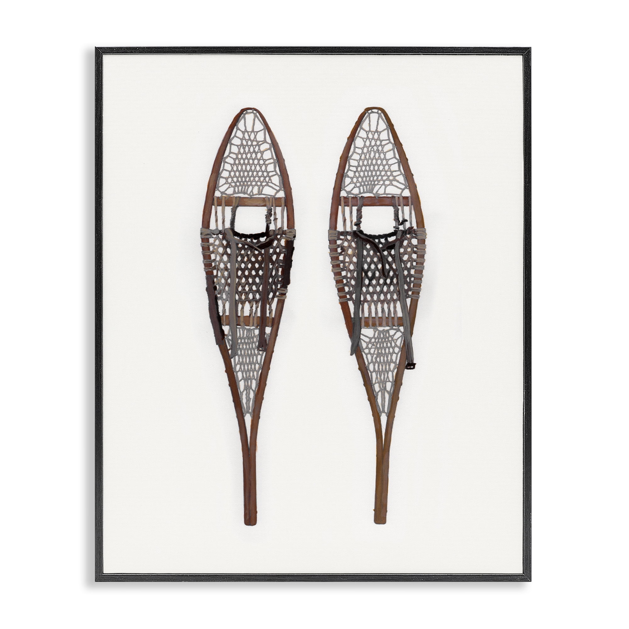 Stupell Industries Minimal Winter Snow Shoes Sports Painting Black Framed Art Prints Wall Art, 16 x 20