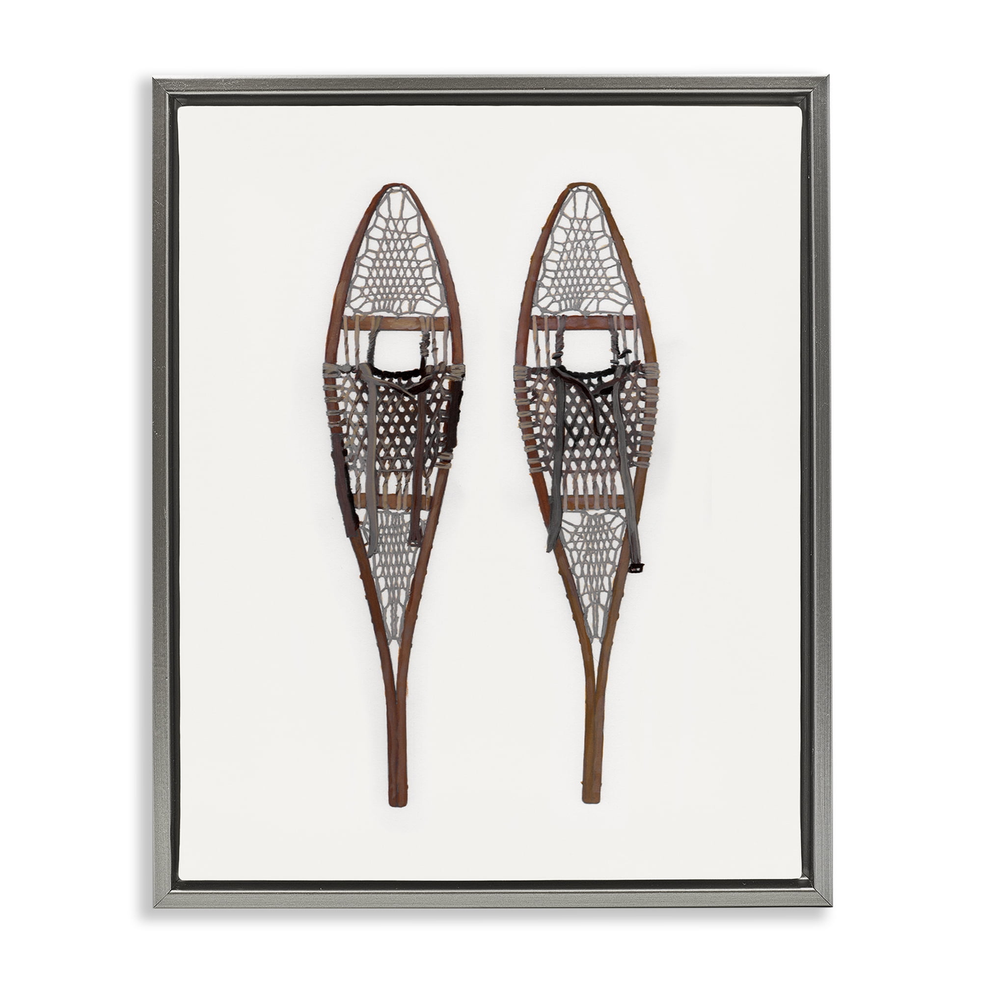 Stupell Industries Minimal Winter Snow Shoes Sports Painting Gray Floater Framed Canvas Art Prints Wall Art, 25 x 31