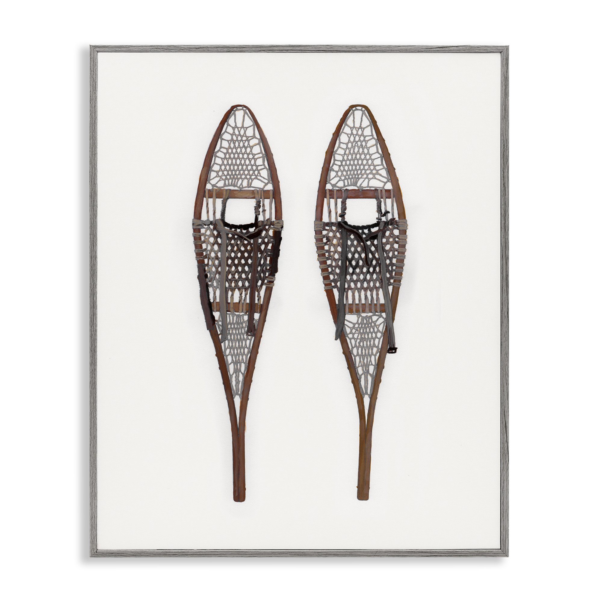 Stupell Industries Minimal Winter Snow Shoes Sports Painting Gray Framed Art Prints Wall Art, 16 x 20