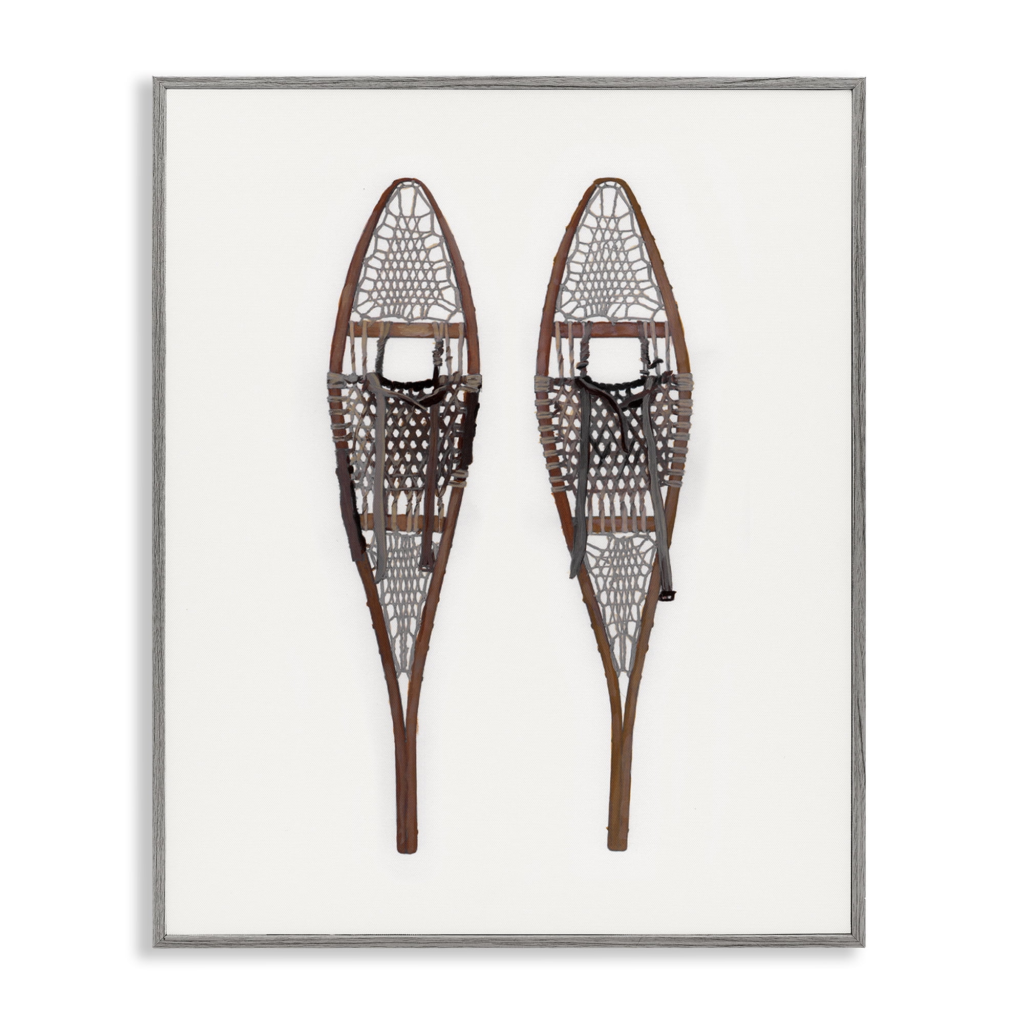 Stupell Industries Minimal Winter Snow Shoes Sports Painting Gray Framed Art Prints Wall Art, 24 x 30
