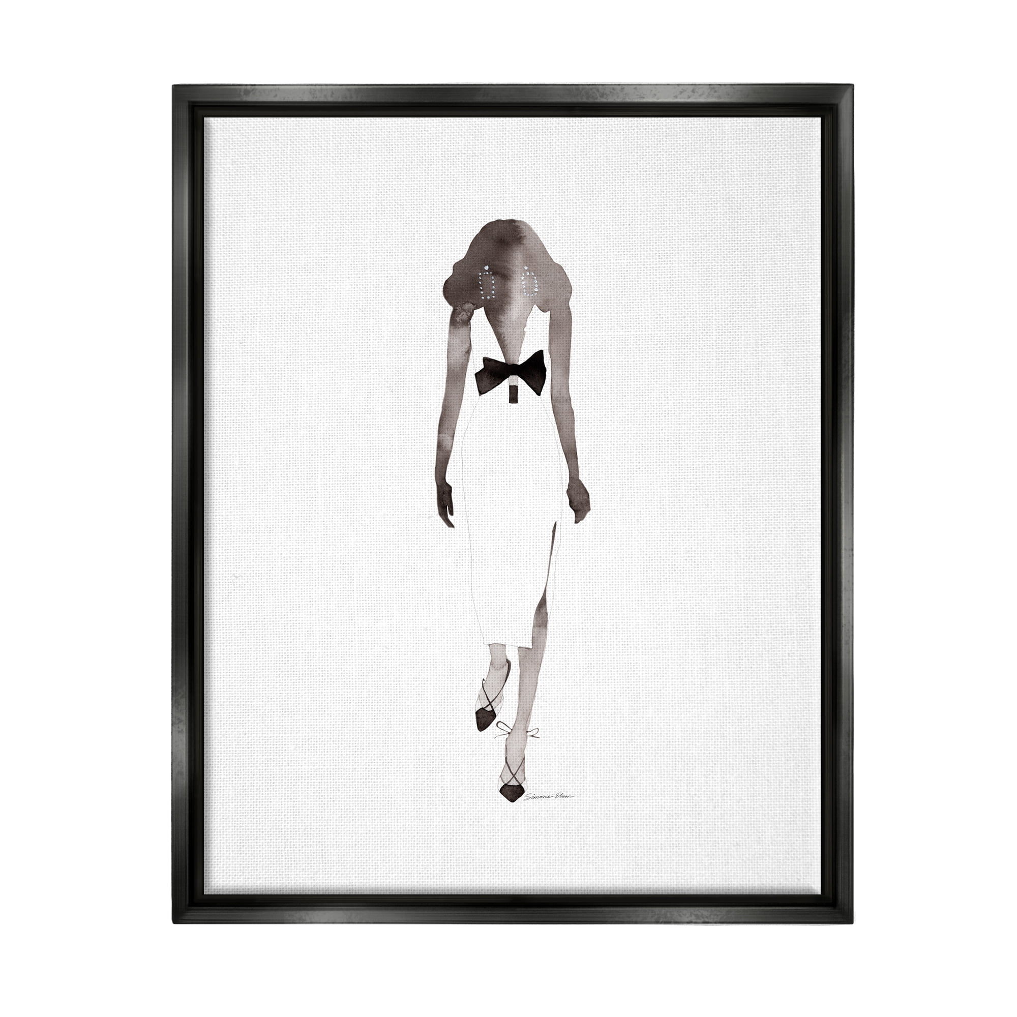 Stupell Minimal Woman on White Beauty & Fashion Painting Black Floater Framed Art Print Wall Art, 17 x 21
