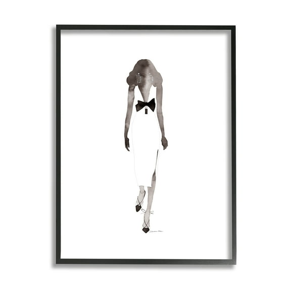 Stupell Minimal Woman on White Beauty & Fashion Painting Black Framed Art Print Wall Art, 11 x 14