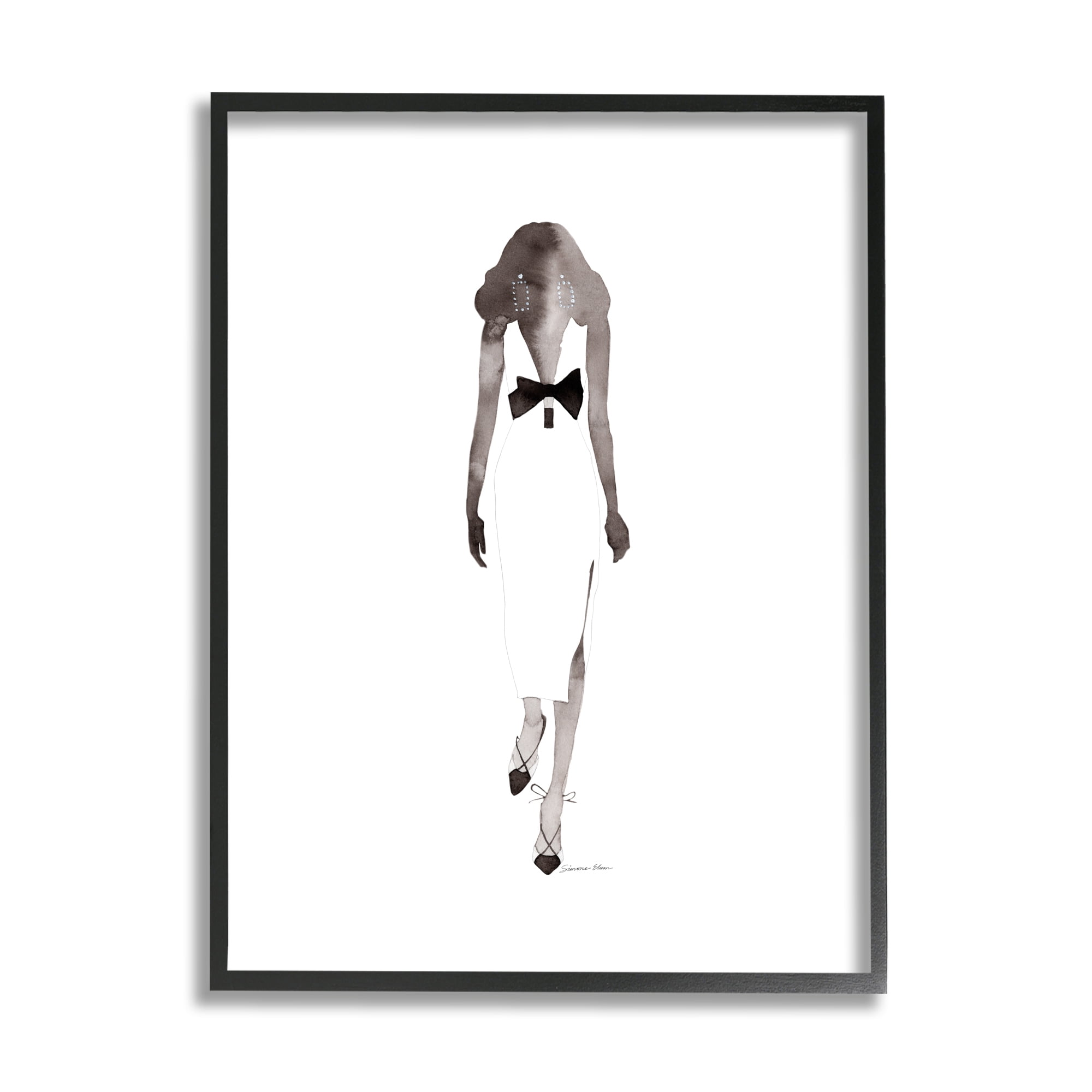 Stupell Industries Minimal Woman on White Beauty & Fashion Painting Black Framed Art Print Wall Art, 24 x 30