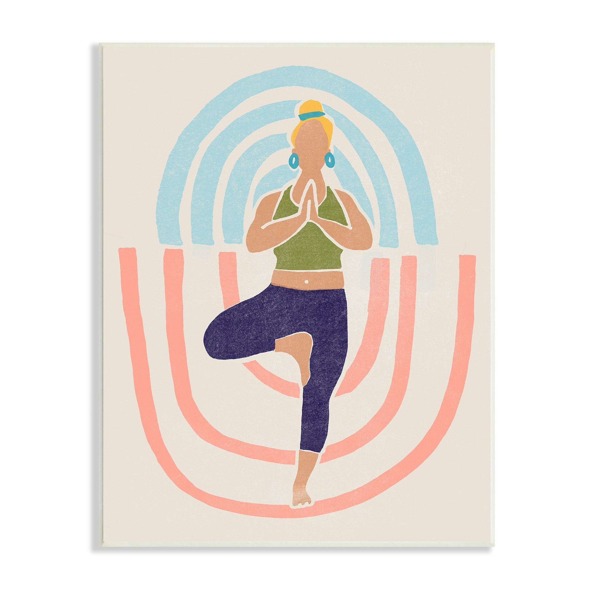 Stupell Industries Minimal Yoga Exercise Person Pink Blue Pattern , 10 x 15, Design by June Erica Vess