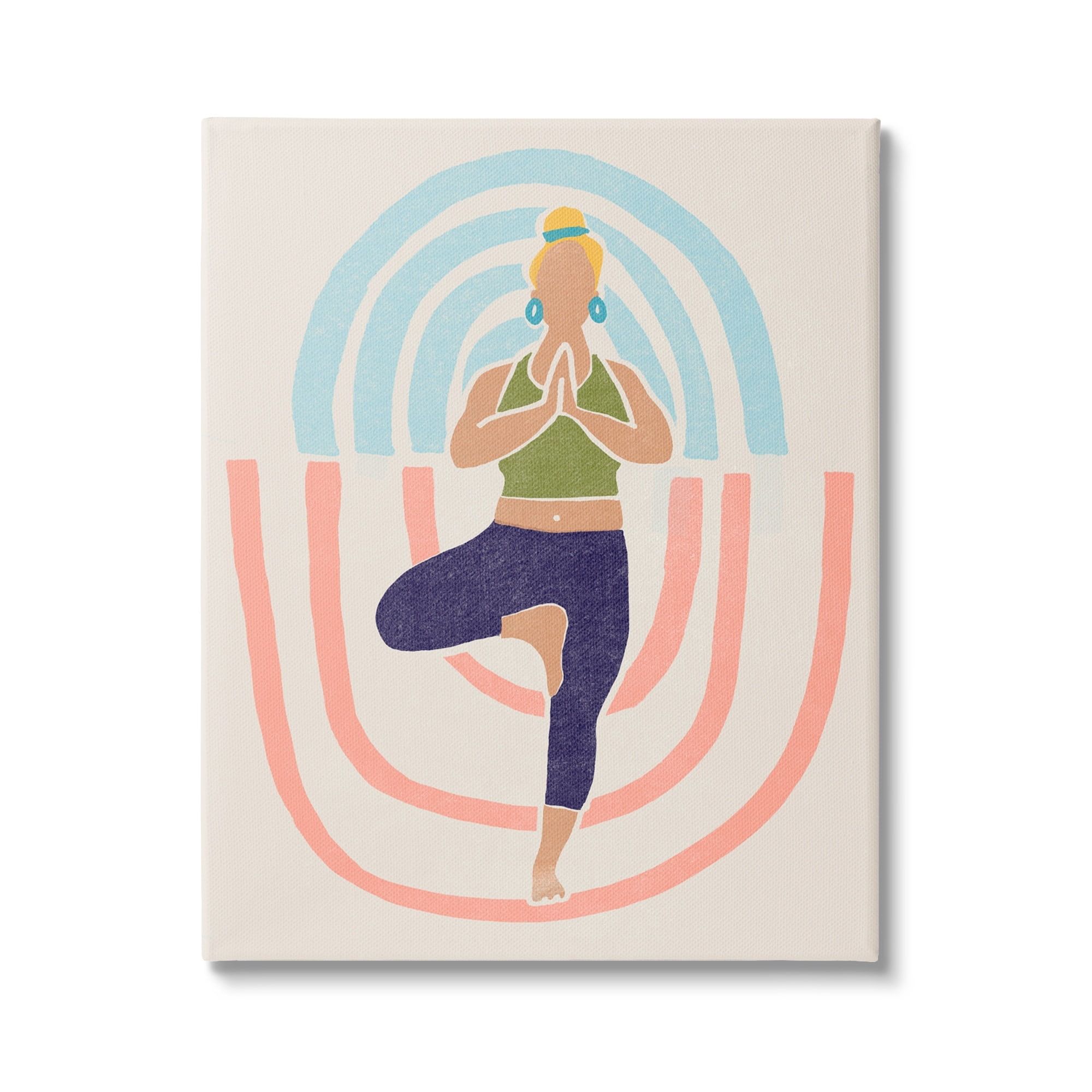 Stupell Industries Minimal Yoga Exercise Person Pink Blue Pattern , 16 x 20, Design by June Erica Vess