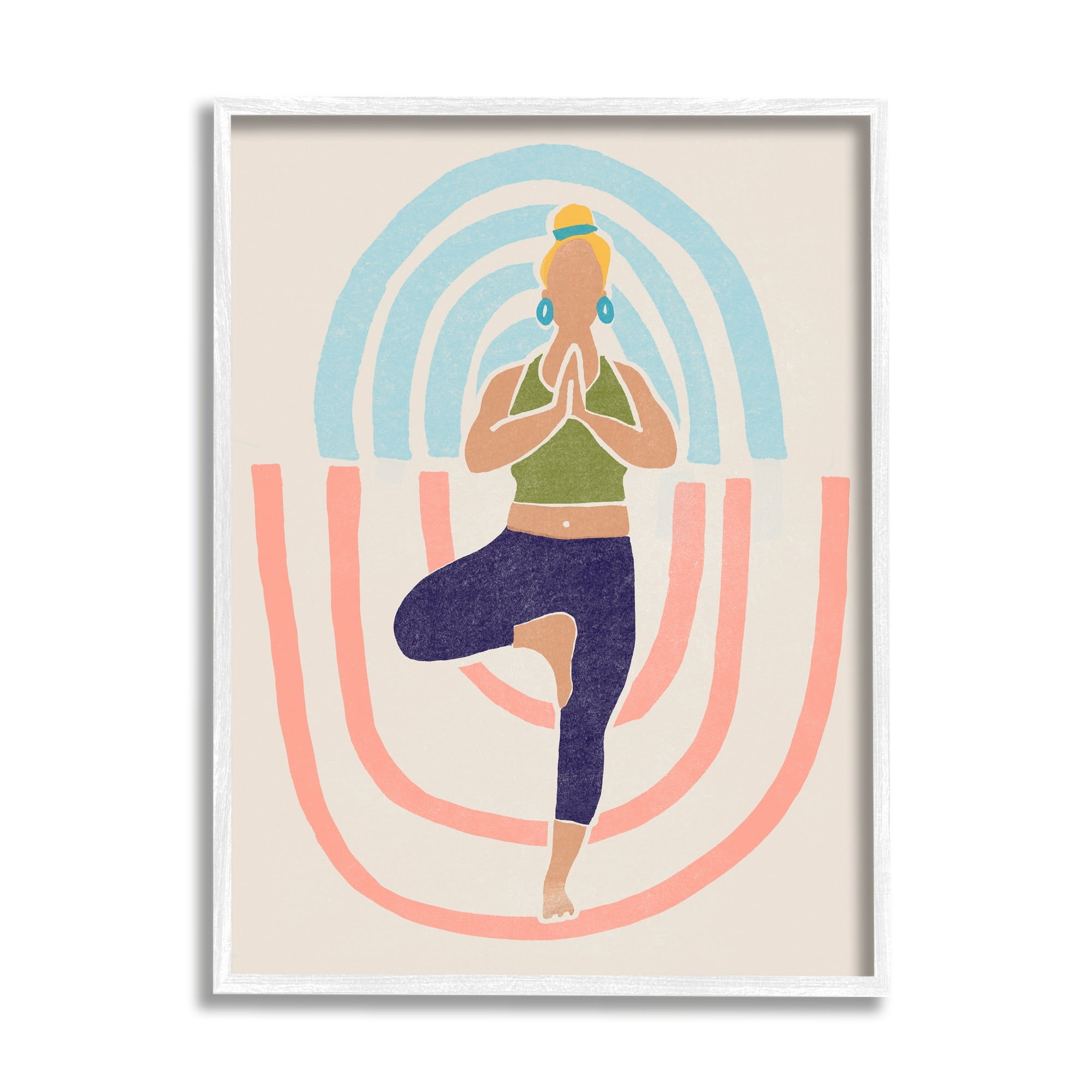Stupell Industries Minimal Yoga Exercise Person Pink Blue Pattern , 24 x 30, Design by June Erica Vess
