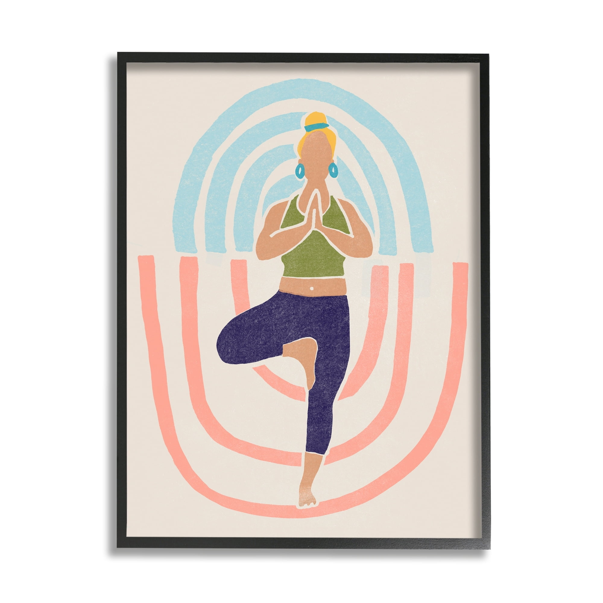 Stupell Industries Minimal Yoga Exercise Person Pink Blue Pattern , 24 x 30, Design by June Erica Vess