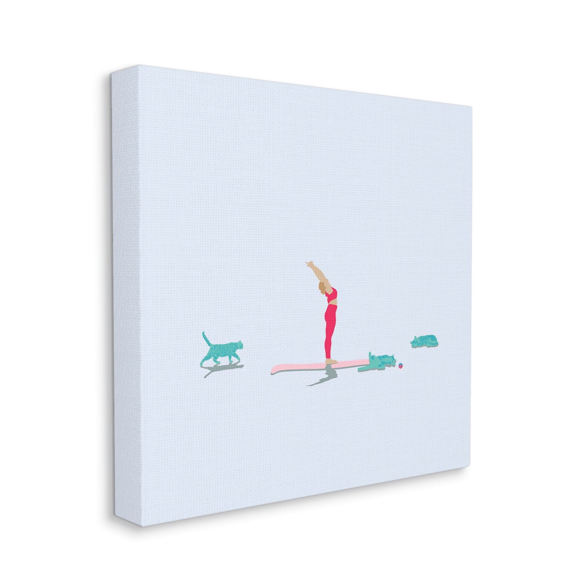 Stupell Industries Minimal Yoga Stretch Feline Cats Relaxing over Blue, 30 x 30, Designed by Make Much Studios