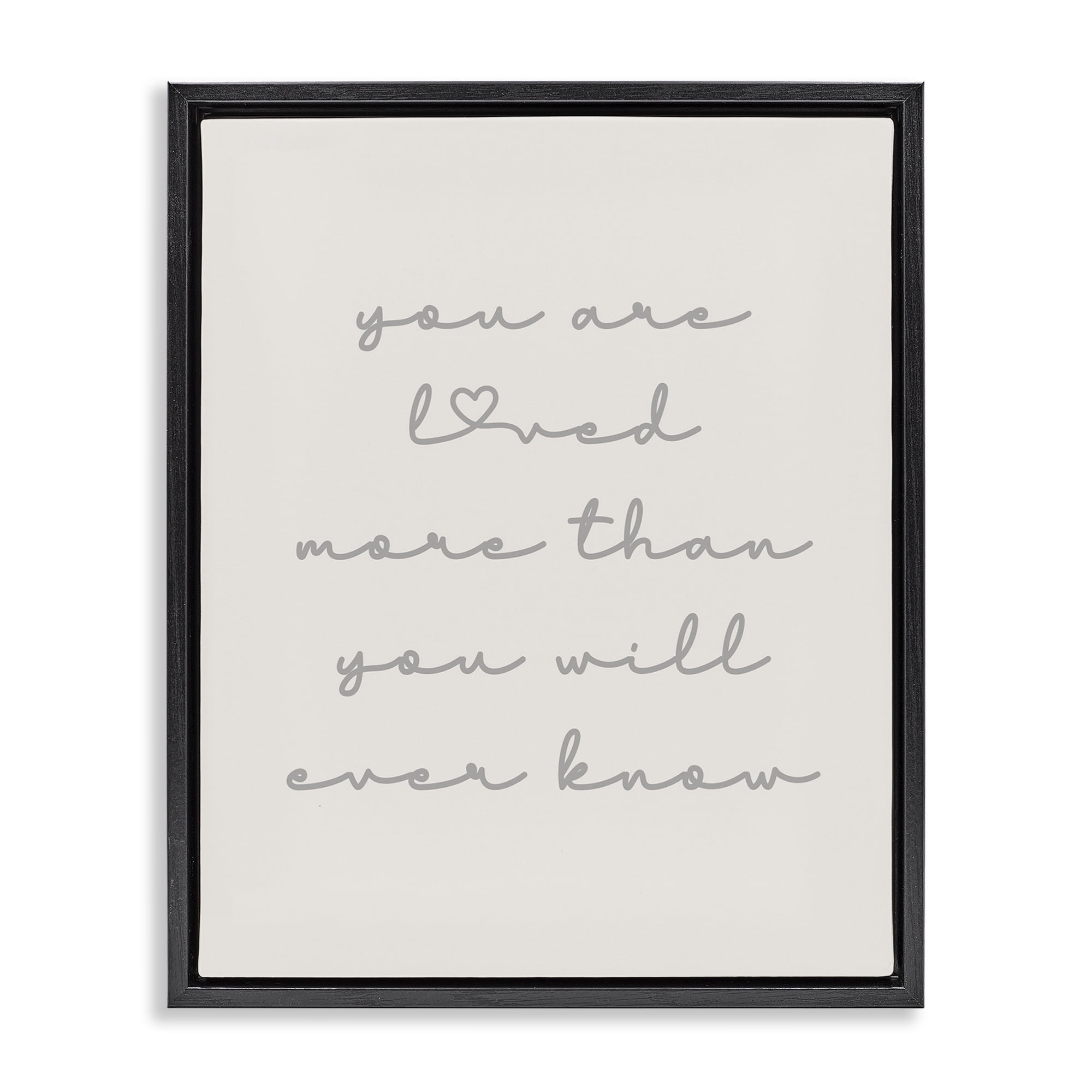 Stupell Industries Minimal You Are Loved Typography Painting Black Floater Framed Art Print Wall Art, 17 x 21