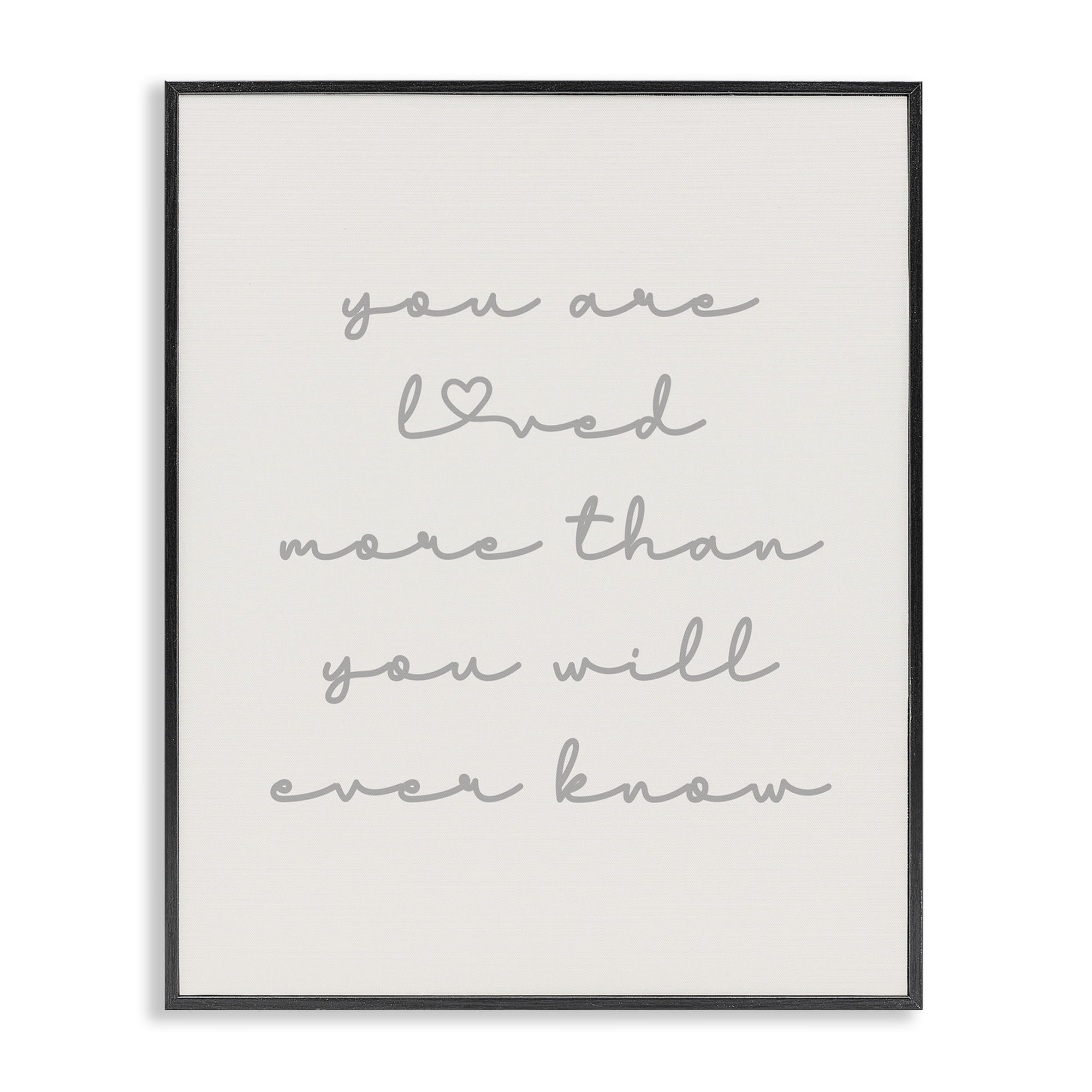 Stupell Industries Minimal You Are Loved Typography Painting Black Framed Art Print Wall Art, 11 x 14