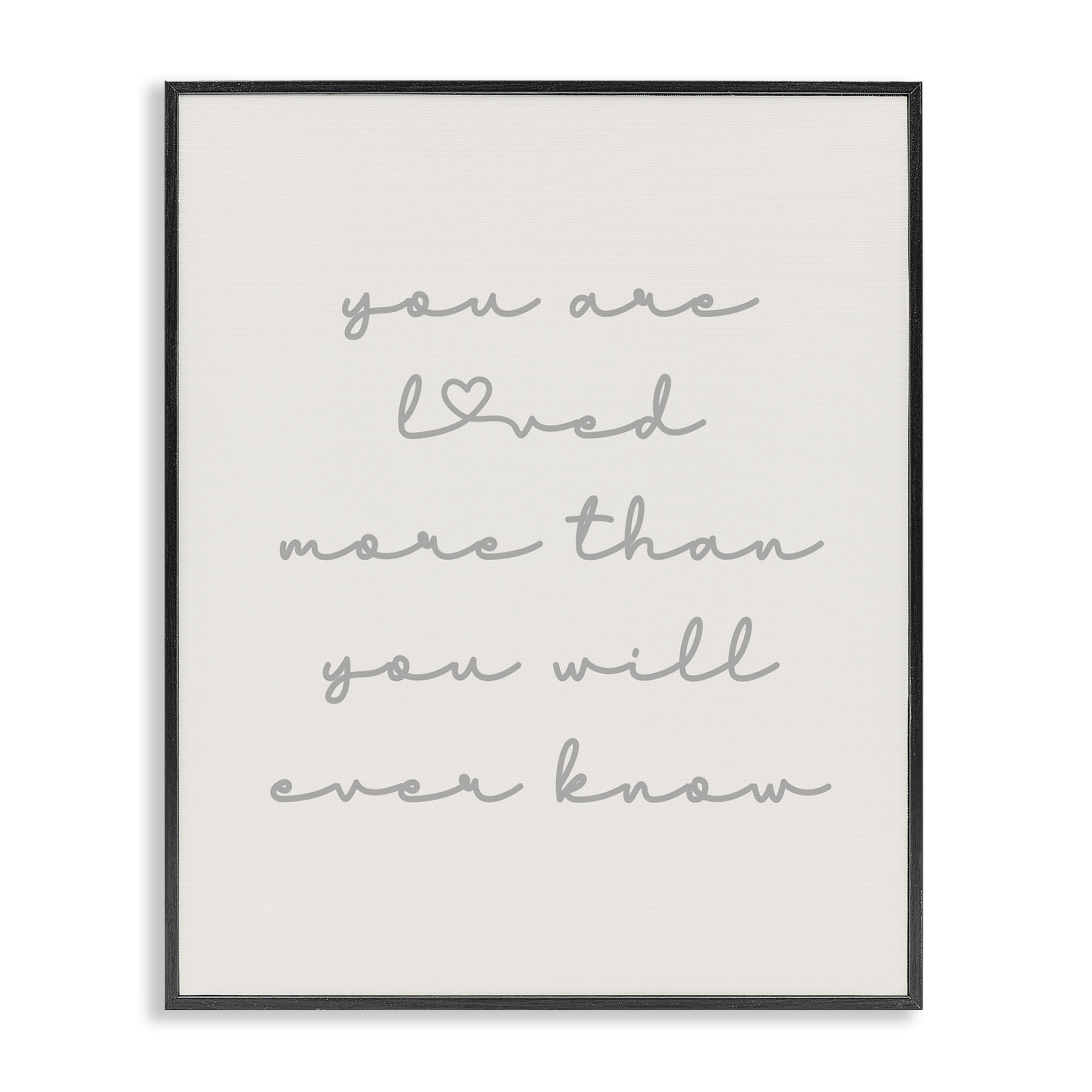 Stupell Industries Minimal You Are Loved Typography Painting Black Framed Art Print Wall Art, 24 x 30