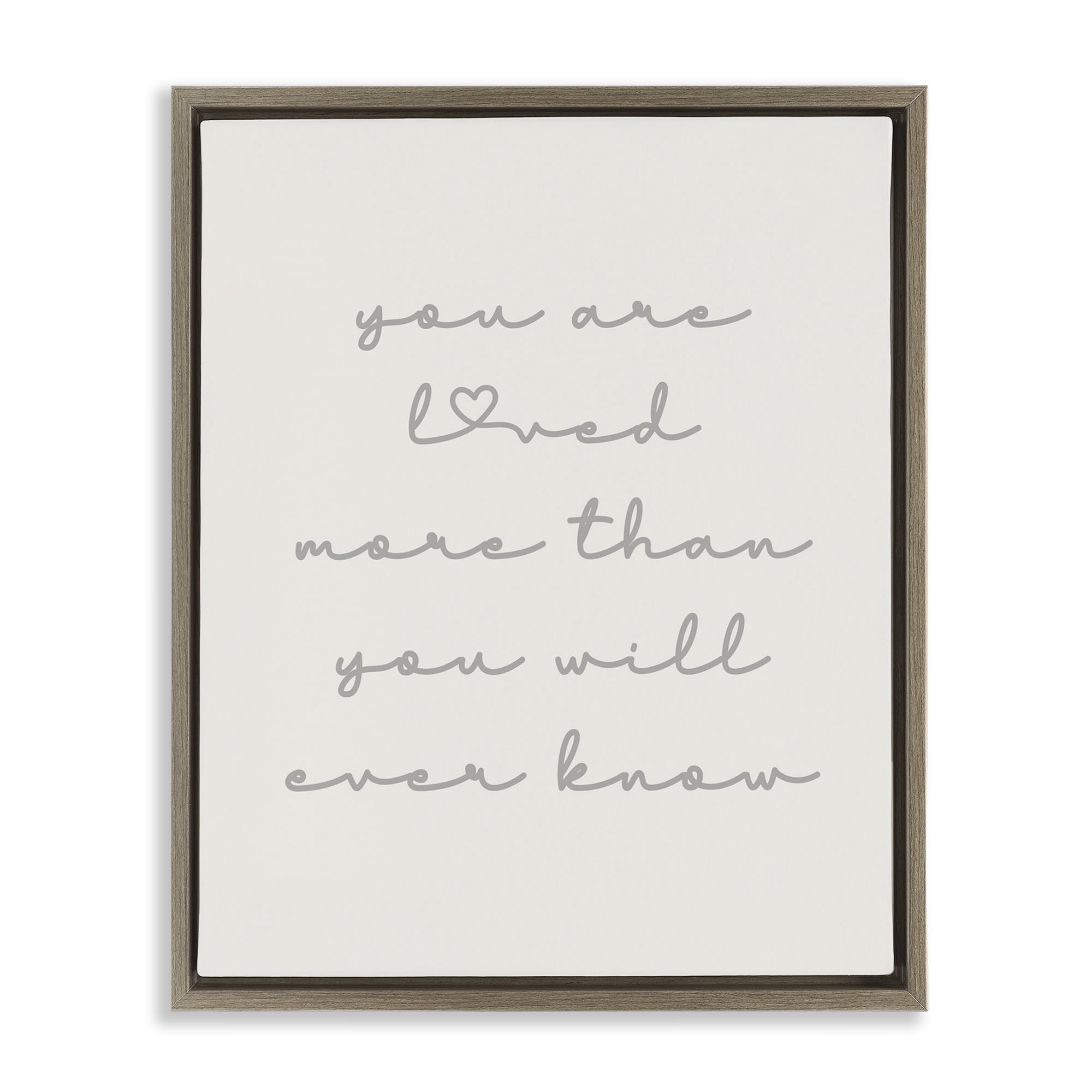 Stupell Industries Minimal You Are Loved Typography Painting Brown Floater Framed Art Print Wall Art, 17 x 21