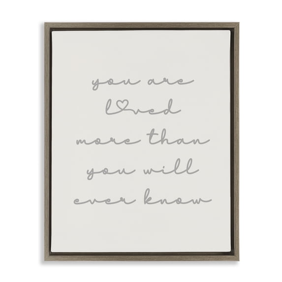 Stupell Industries Minimal You Are Loved Typography Painting Brown Floater Framed Art Print Wall Art, 25 x 31