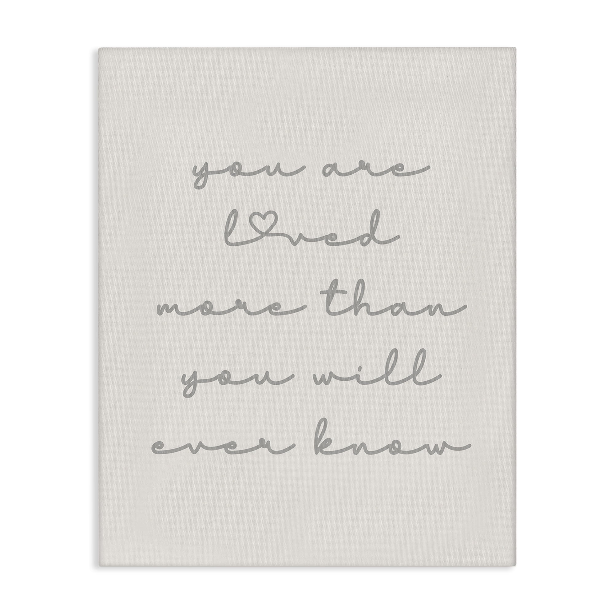 Stupell Industries Minimal You Are Loved Typography Painting Gallery Wrapped Canvas Art Print Wall Art, 16 x 20