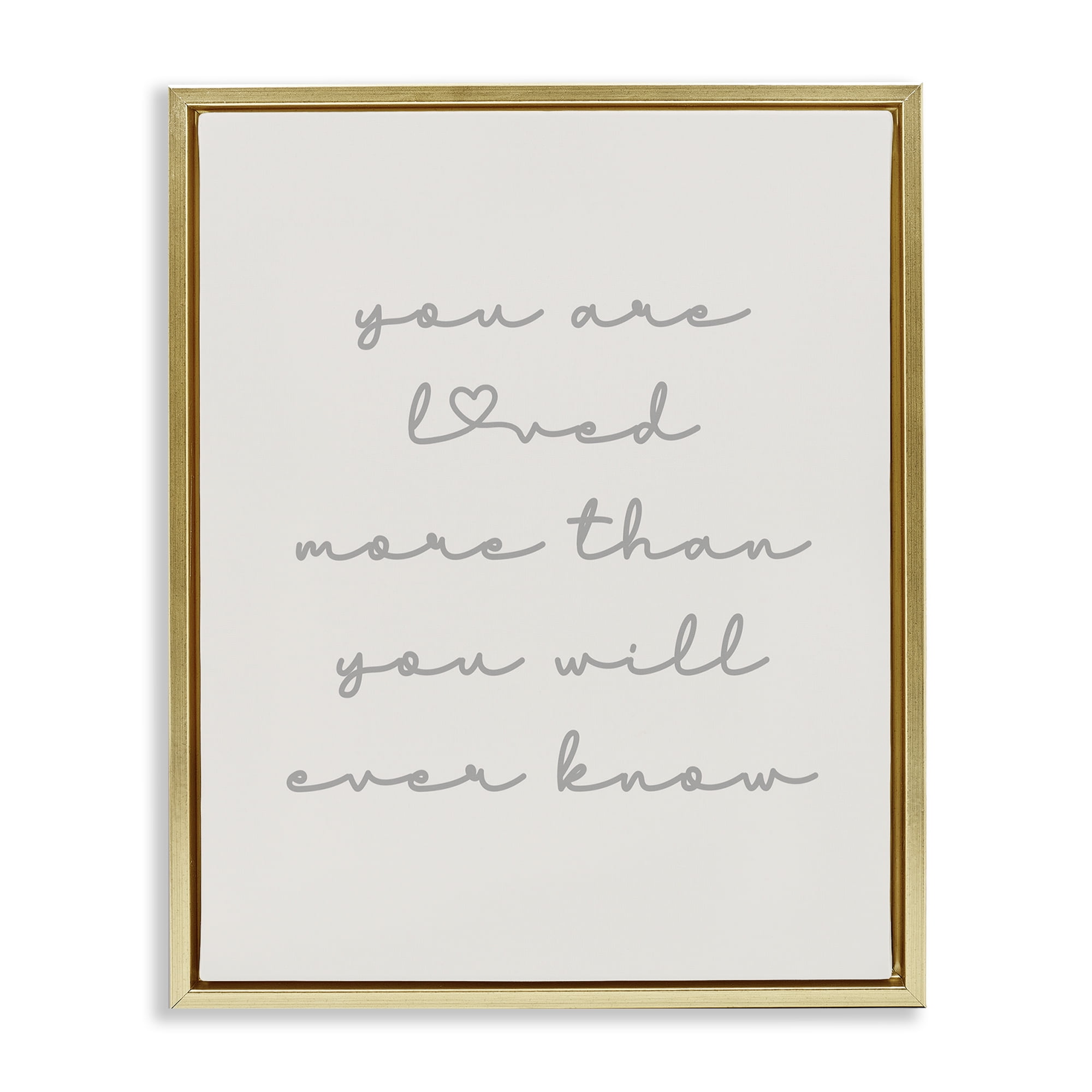Stupell Industries Minimal You Are Loved Typography Painting Gold Floater Framed Art Print Wall Art, 17 x 21