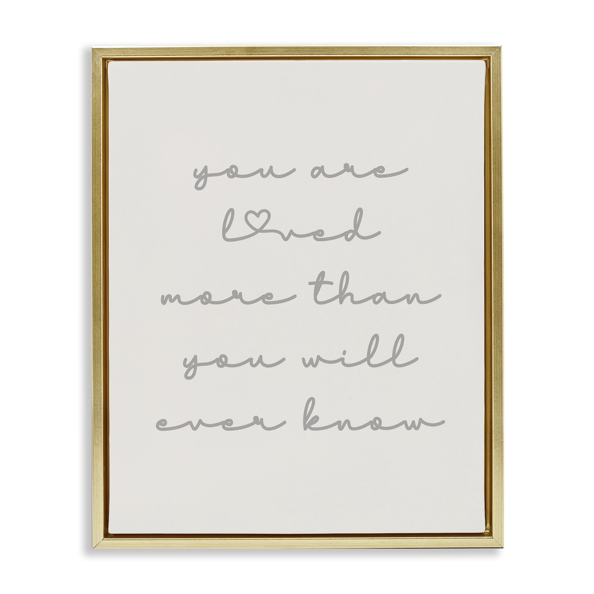 Stupell Industries Minimal You Are Loved Typography Painting Gold Floater Framed Art Print Wall Art, 25 x 31
