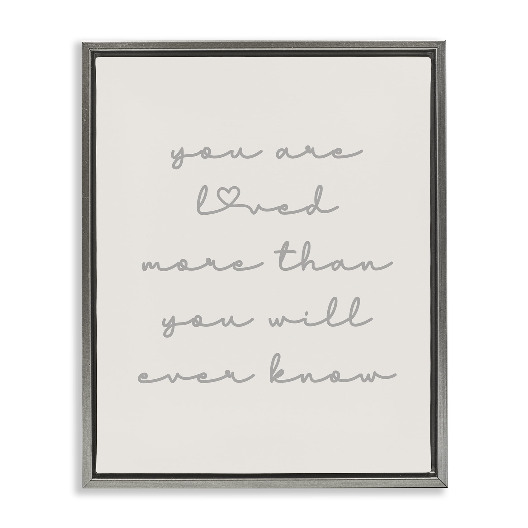 Stupell Industries Minimal You Are Loved Typography Painting Gray Floater Framed Art Print Wall Art, 25 x 31