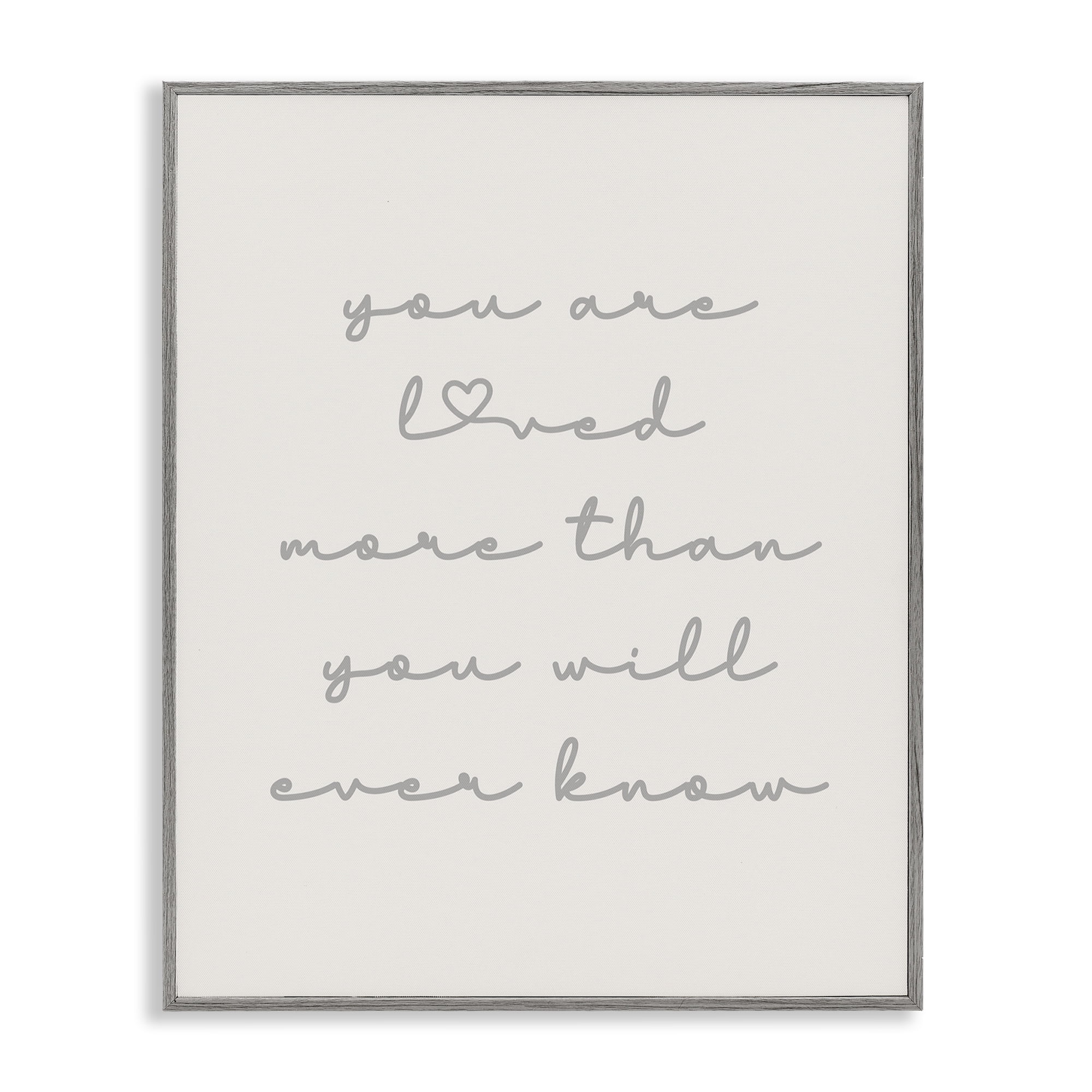 Stupell Industries Minimal You Are Loved Typography Painting Gray Framed Art Print Wall Art, 24 x 30