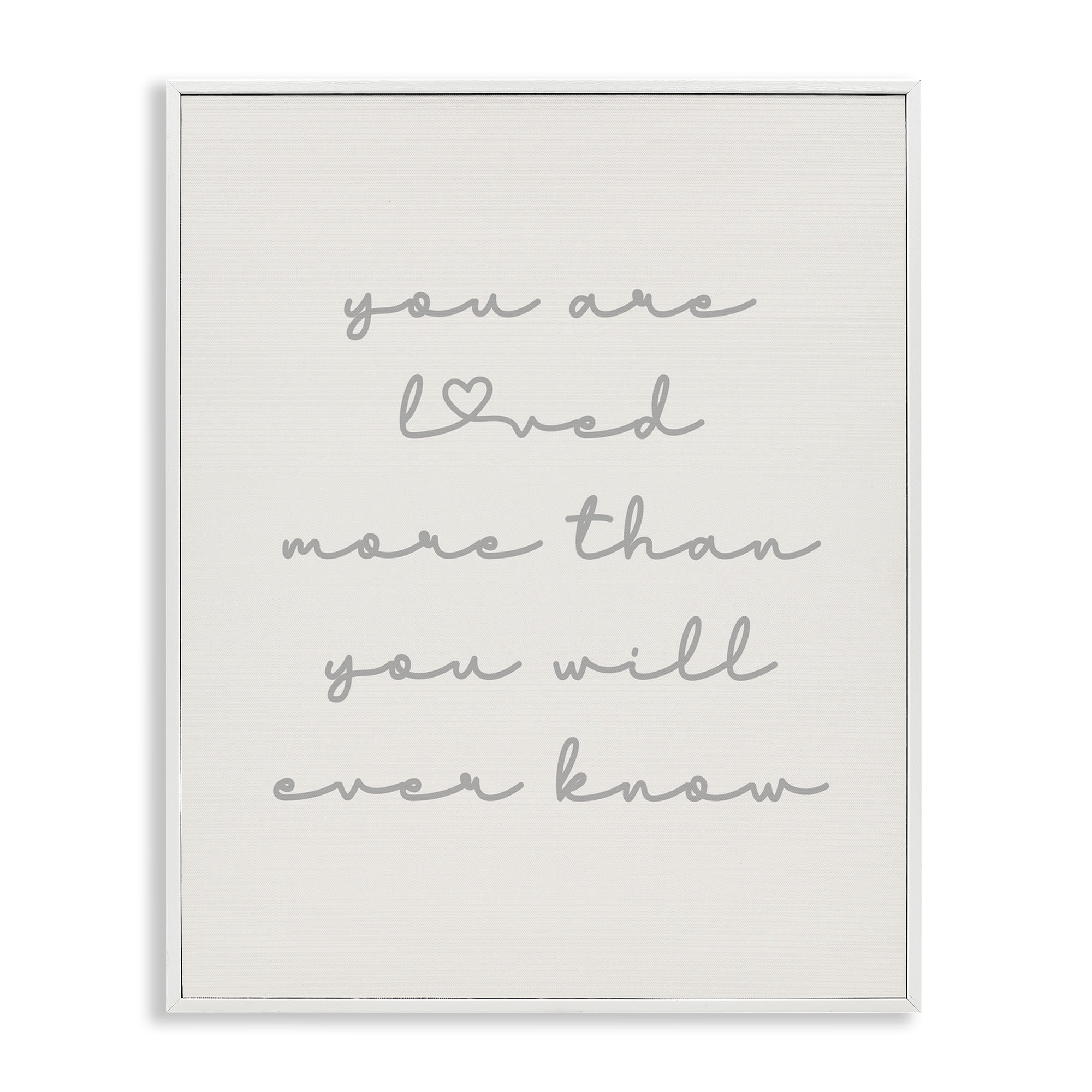 Stupell Industries Minimal You Are Loved Typography Painting White Framed Art Print Wall Art, 11 x 14