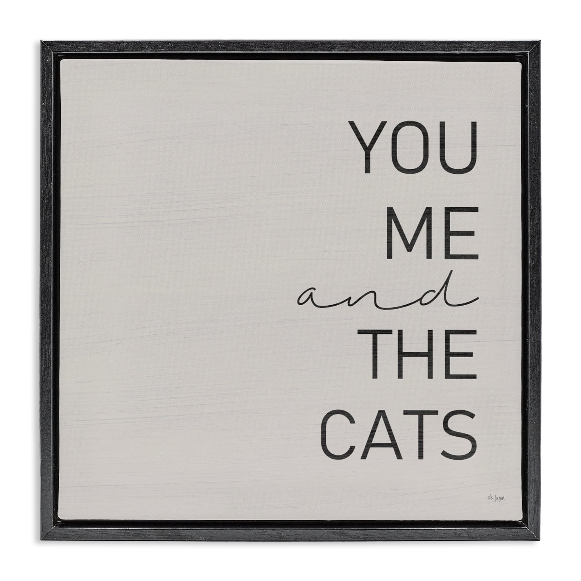 Stupell Industries Minimal You Me & Cats Black Framed Floater Canvas Wall Art, design by Jaxn Blvd.