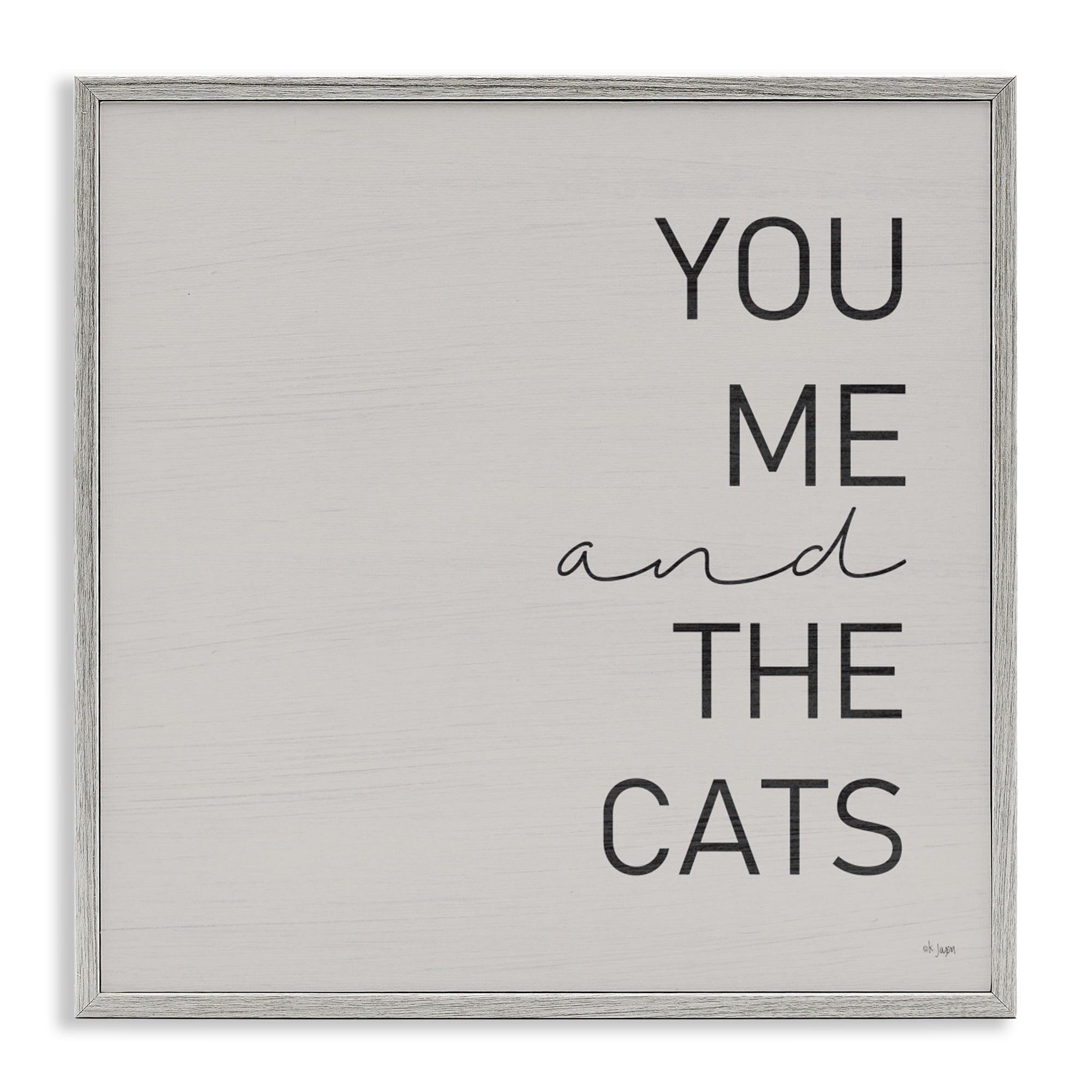 Stupell Industries Minimal You Me & Cats Gray Framed Giclee Art, design by Jaxn Blvd.