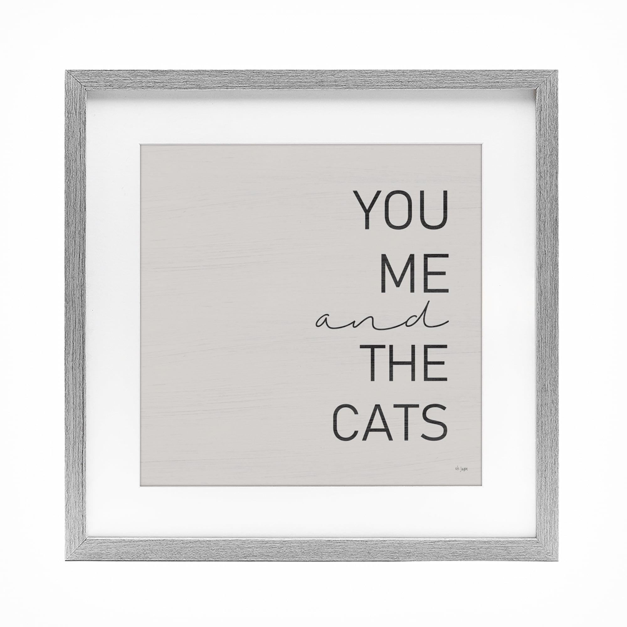 Stupell Industries Minimal You Me & Cats Gray Framed Print Under Glass, design by Jaxn Blvd.