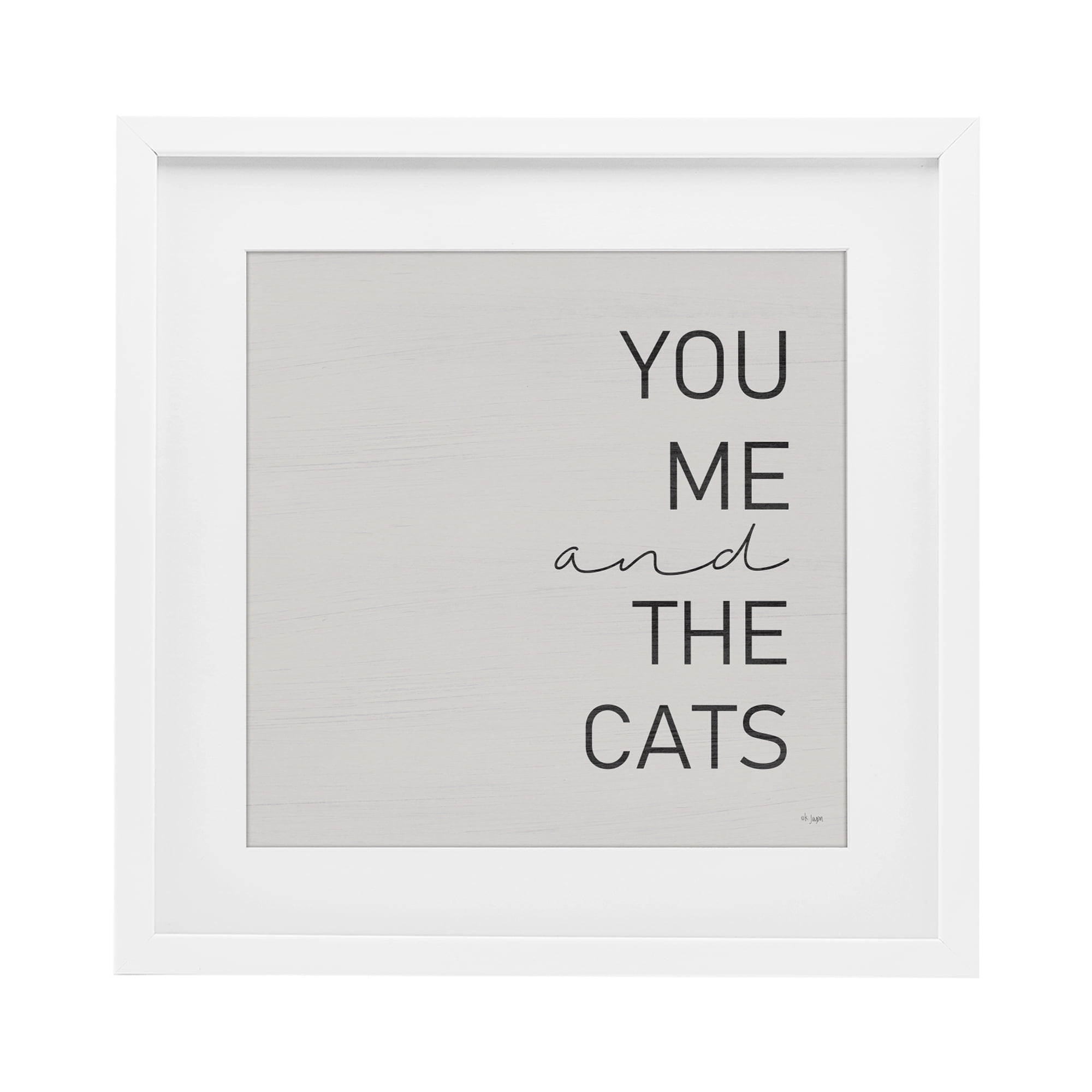 Stupell Industries Minimal You Me & Cats White Framed Print Under Glass, design by Jaxn Blvd.