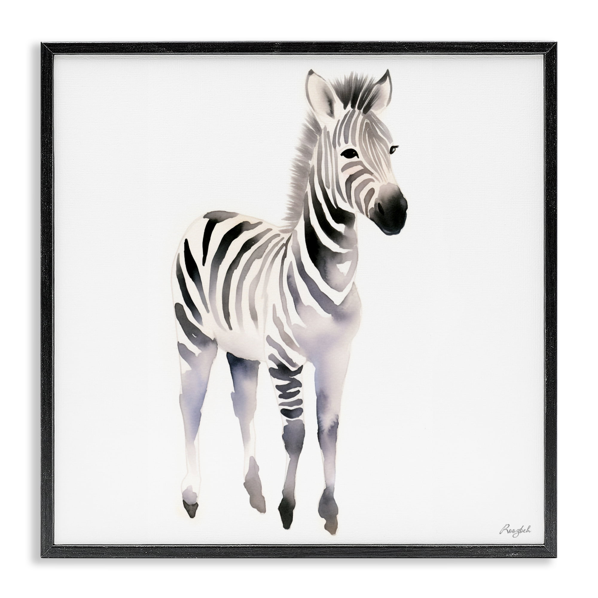 Stupell Industries Minimal Zebra Foal Black Framed Giclee Art, design by Roozbeh