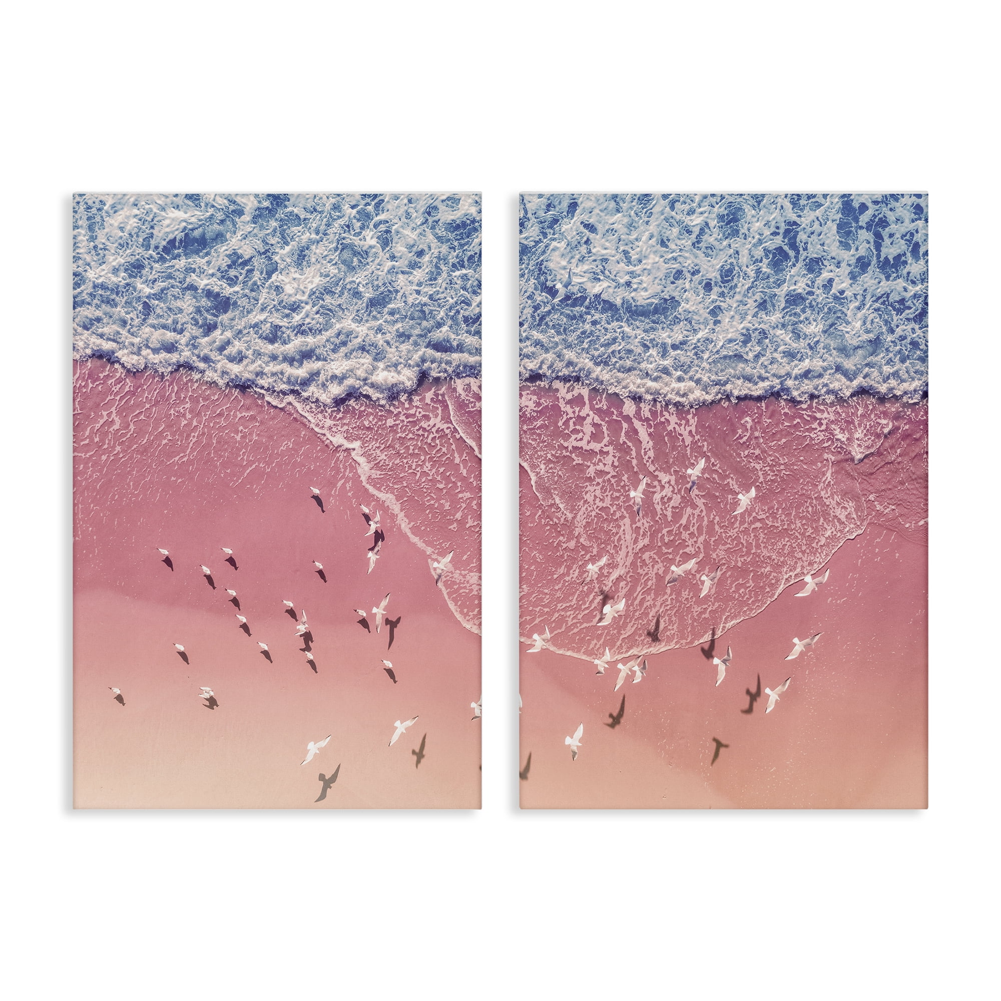 Stupell Industries Minimalist Aerial Beach Nautical & Beach Photography Wrapped Canvas Art Print Wall Art, 24 x 36, Set of 2