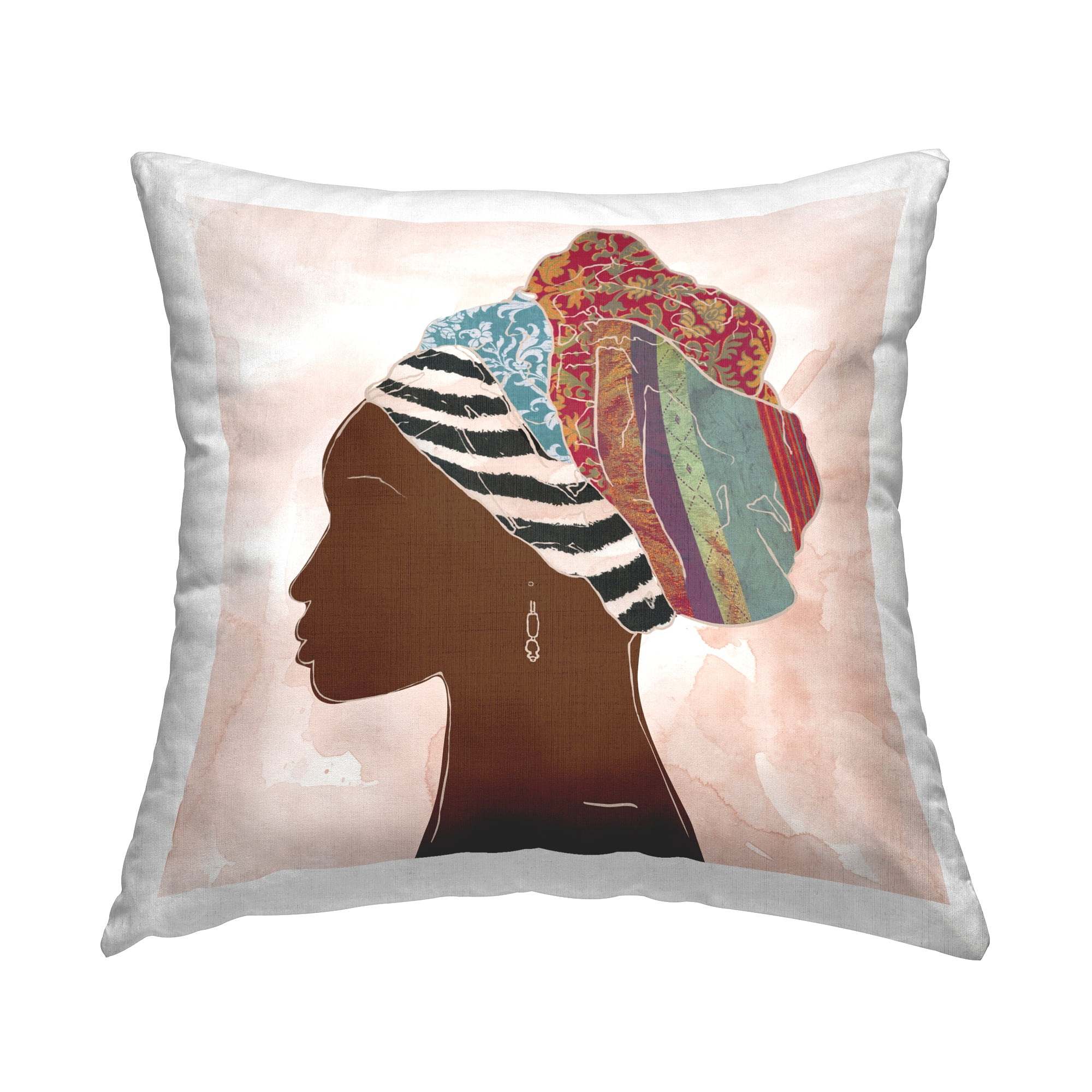 Stupell Industries Minimalist African Portrait Decorative Printed Throw Pillow Design by Carol Robinson.