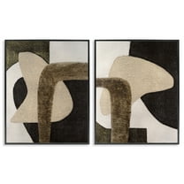 Stupell Industries Minimalist Brown Beige Shapes Abstract Painting Black Framed Art Print Wall Art, 11 x 14, Set of 2