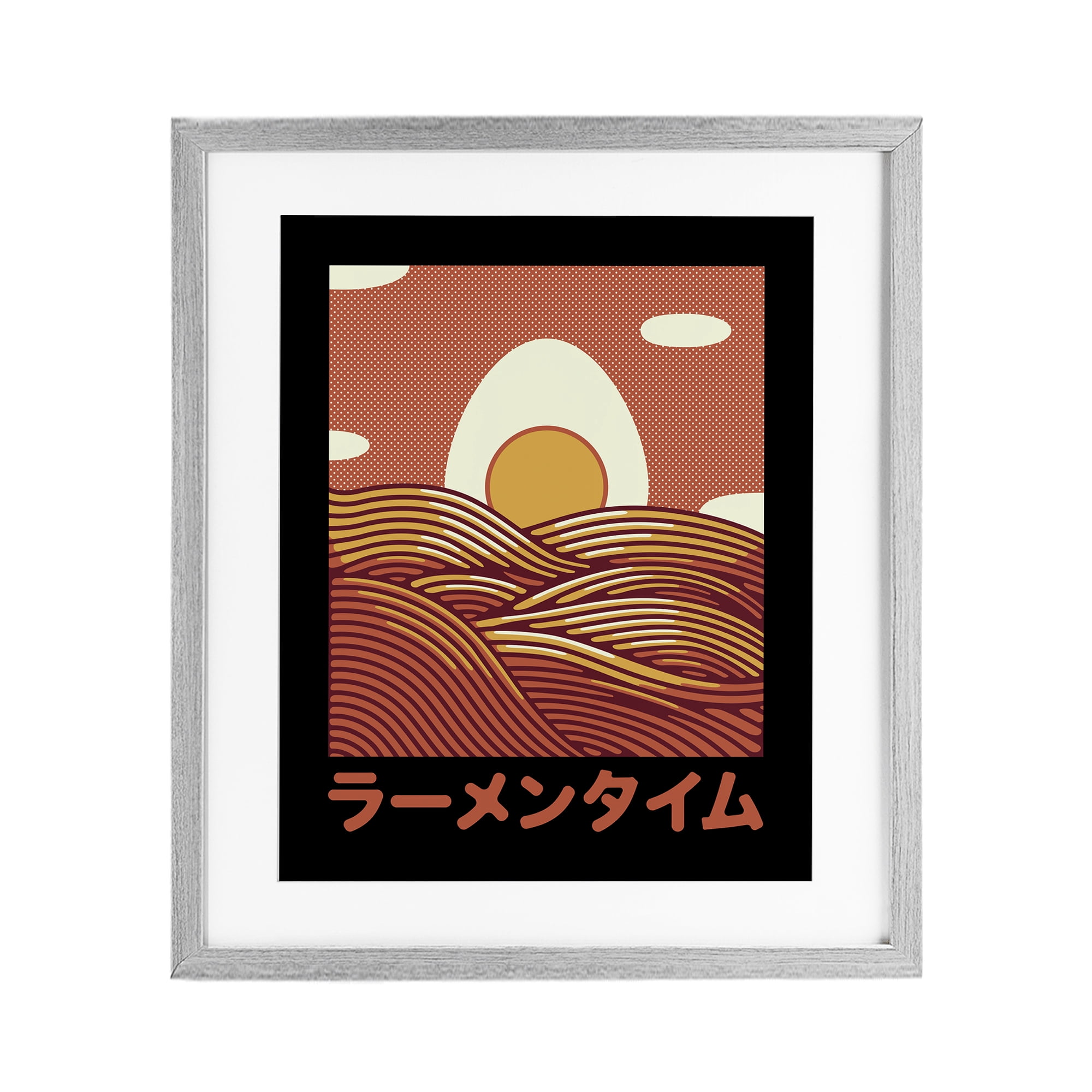 Stupell Industries Minimalist Egg & Ramen Sunset Gray Framed Print Under Glass, design by Tobe Fonseca