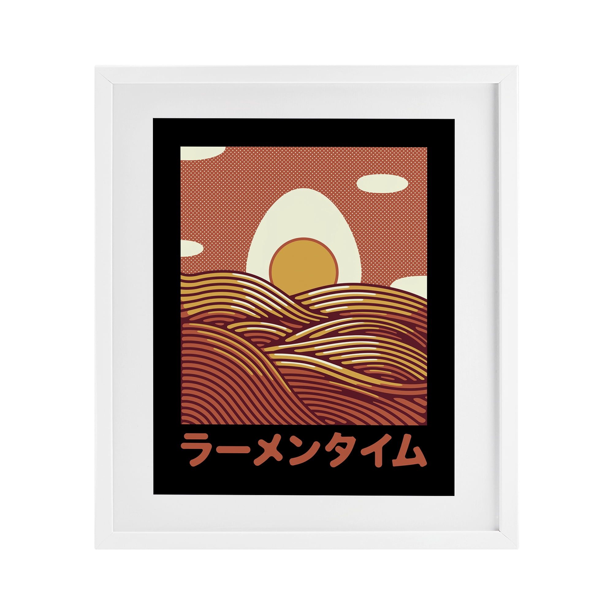 Stupell Industries Minimalist Egg & Ramen Sunset White Framed Print Under Glass, design by Tobe Fonseca