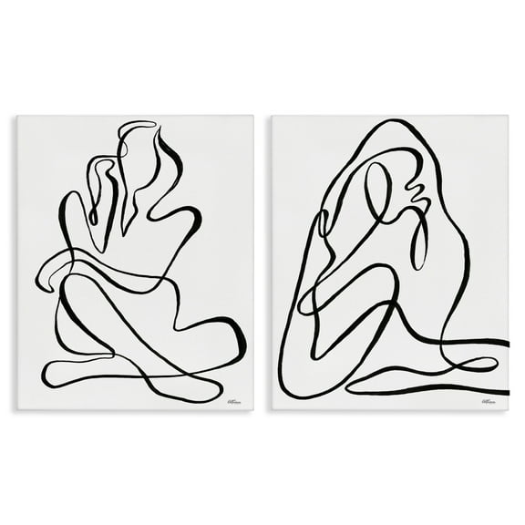 Stupell Industries Minimalist Female Figure People Painting Wrapped Canvas Art Print Wall Art, 16 x 20, Set of 2