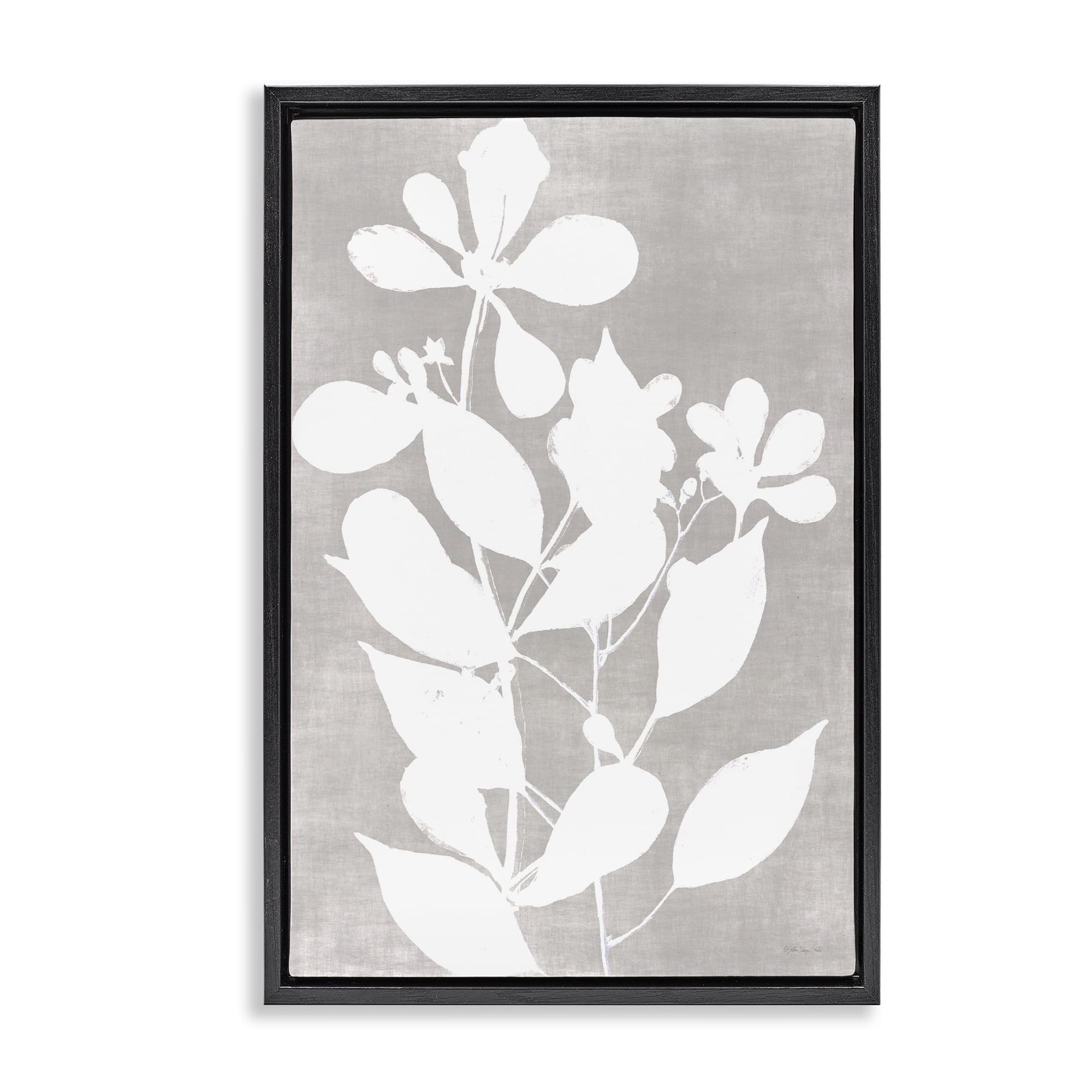 Stupell Industries Minimalist Foliage Impression Black Framed Floater Canvas Wall Art, design by Stellar Design Studio