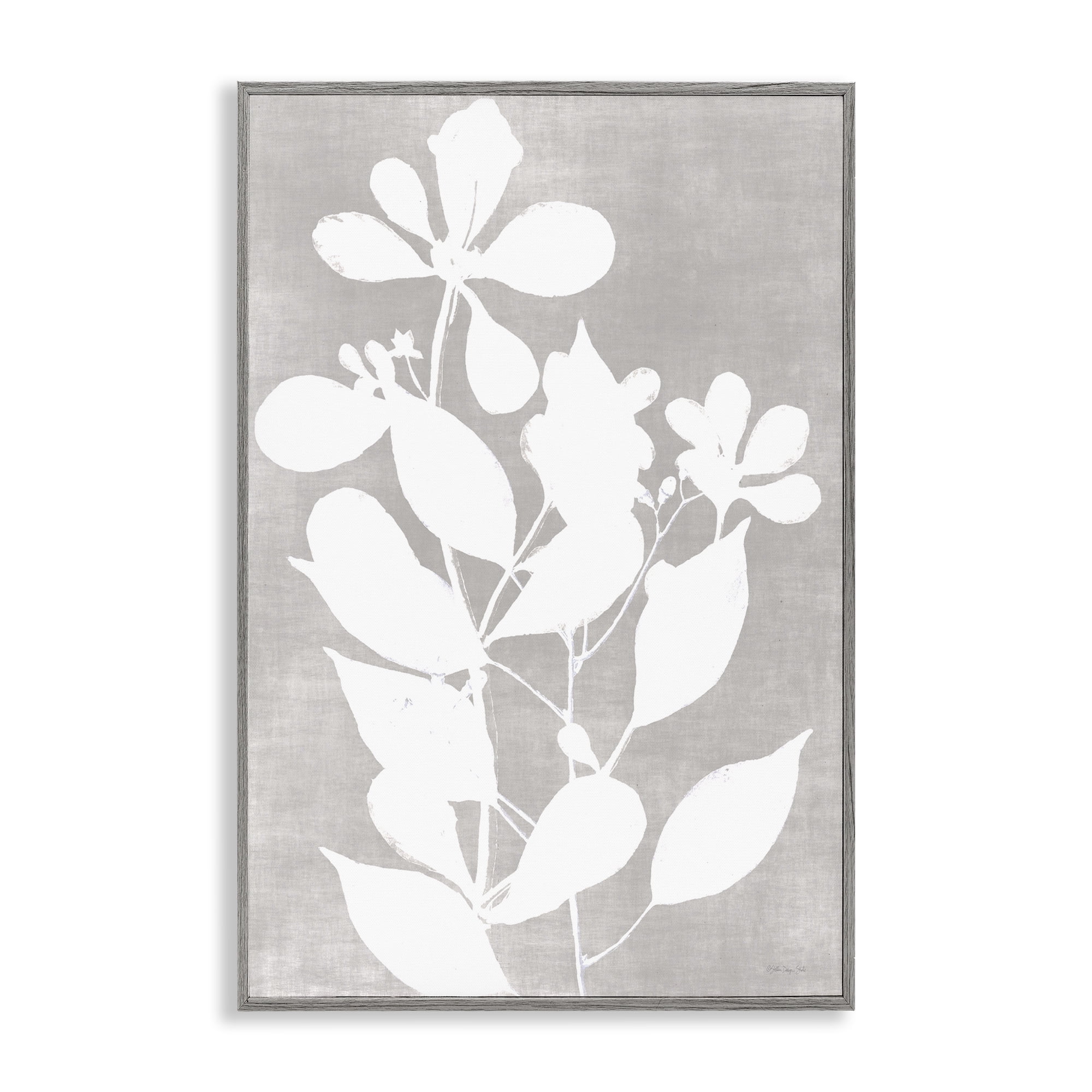 Stupell Industries Minimalist Foliage Impression Gray Framed Giclee Art, design by Stellar Design Studio