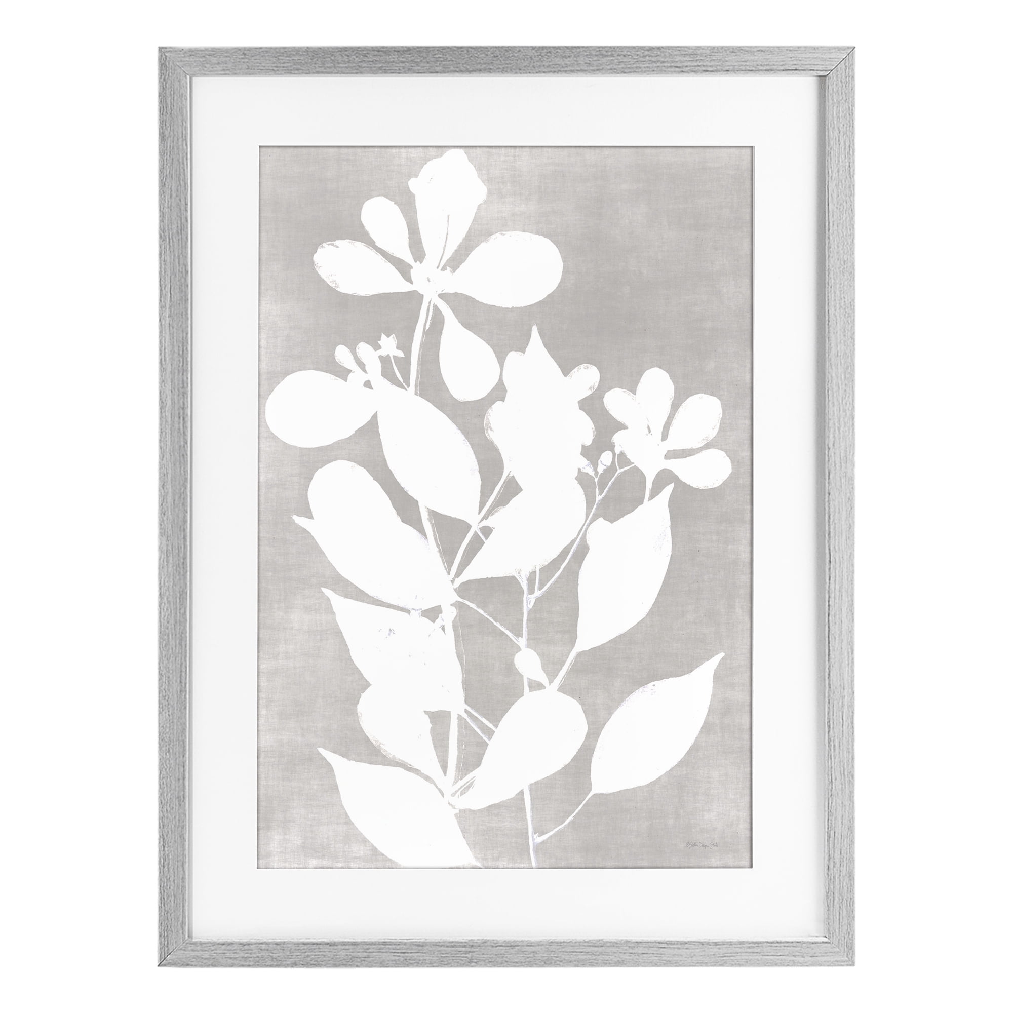 Stupell Industries Minimalist Foliage Impression Gray Framed Print Under Glass, design by Stellar Design Studio