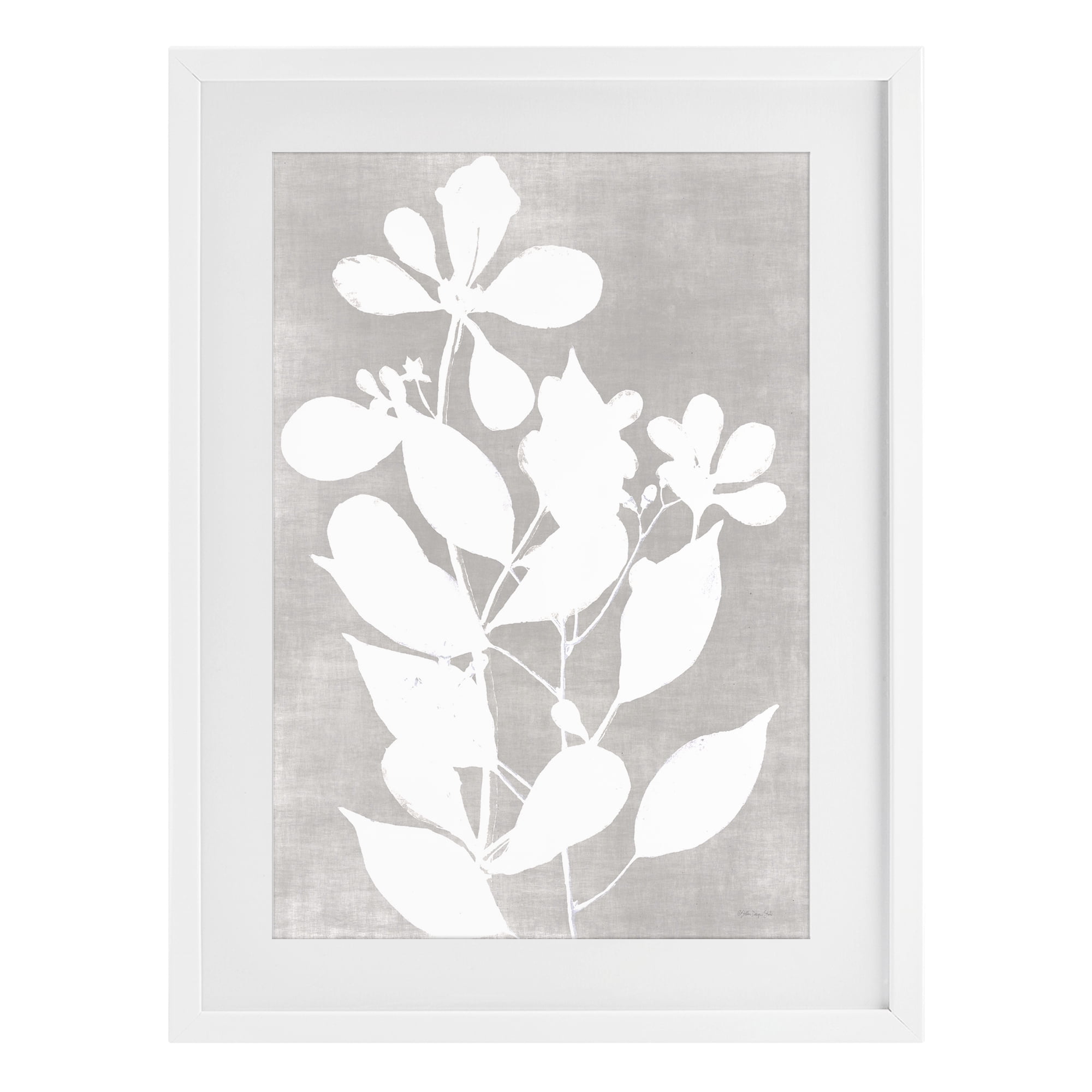 Stupell Industries Minimalist Foliage Impression White Framed Print Under Glass, design by Stellar Design Studio