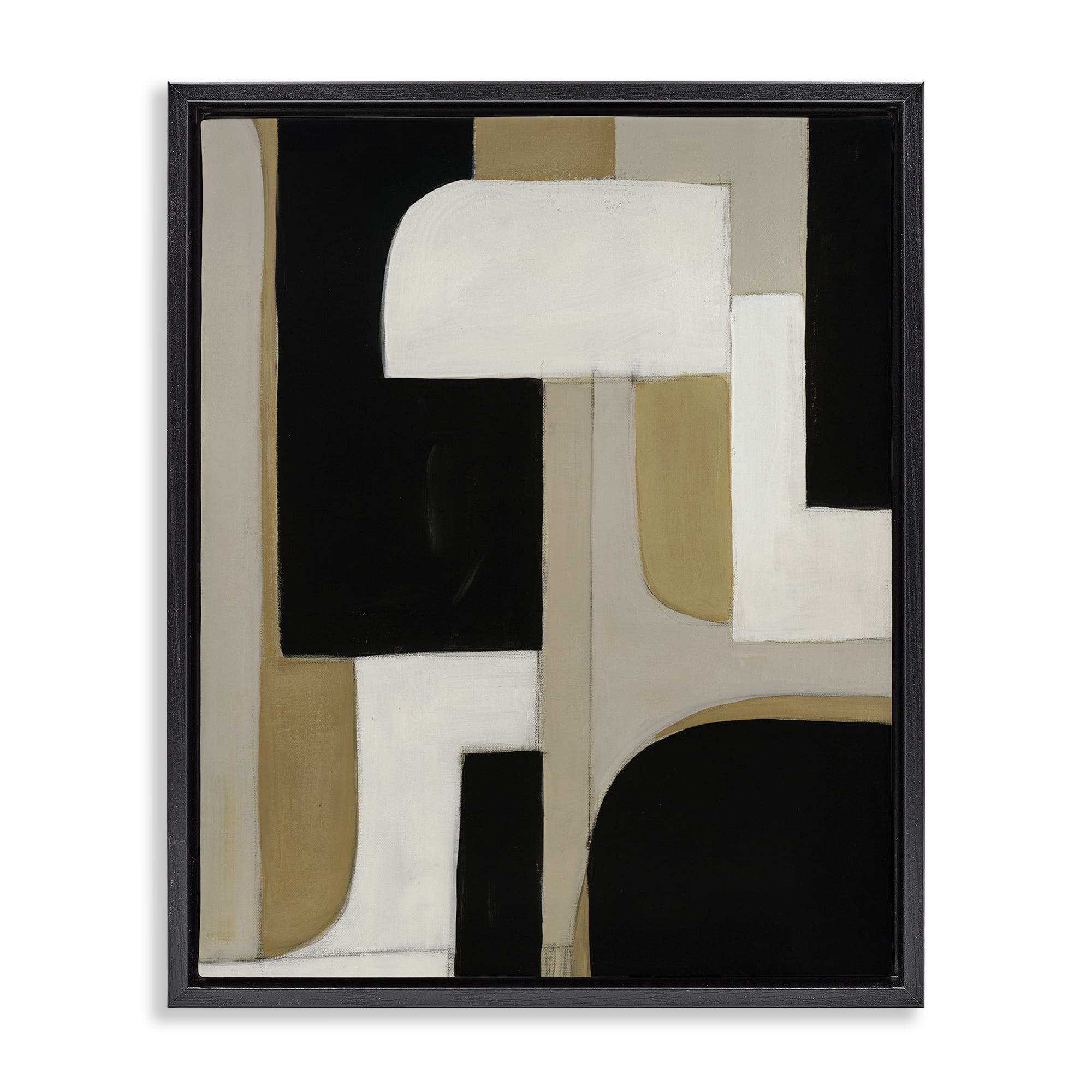 Stupell Industries Minimalist Geometrics in Neutrals Black Framed Floater Canvas Wall Art, design by Kippi Leonard