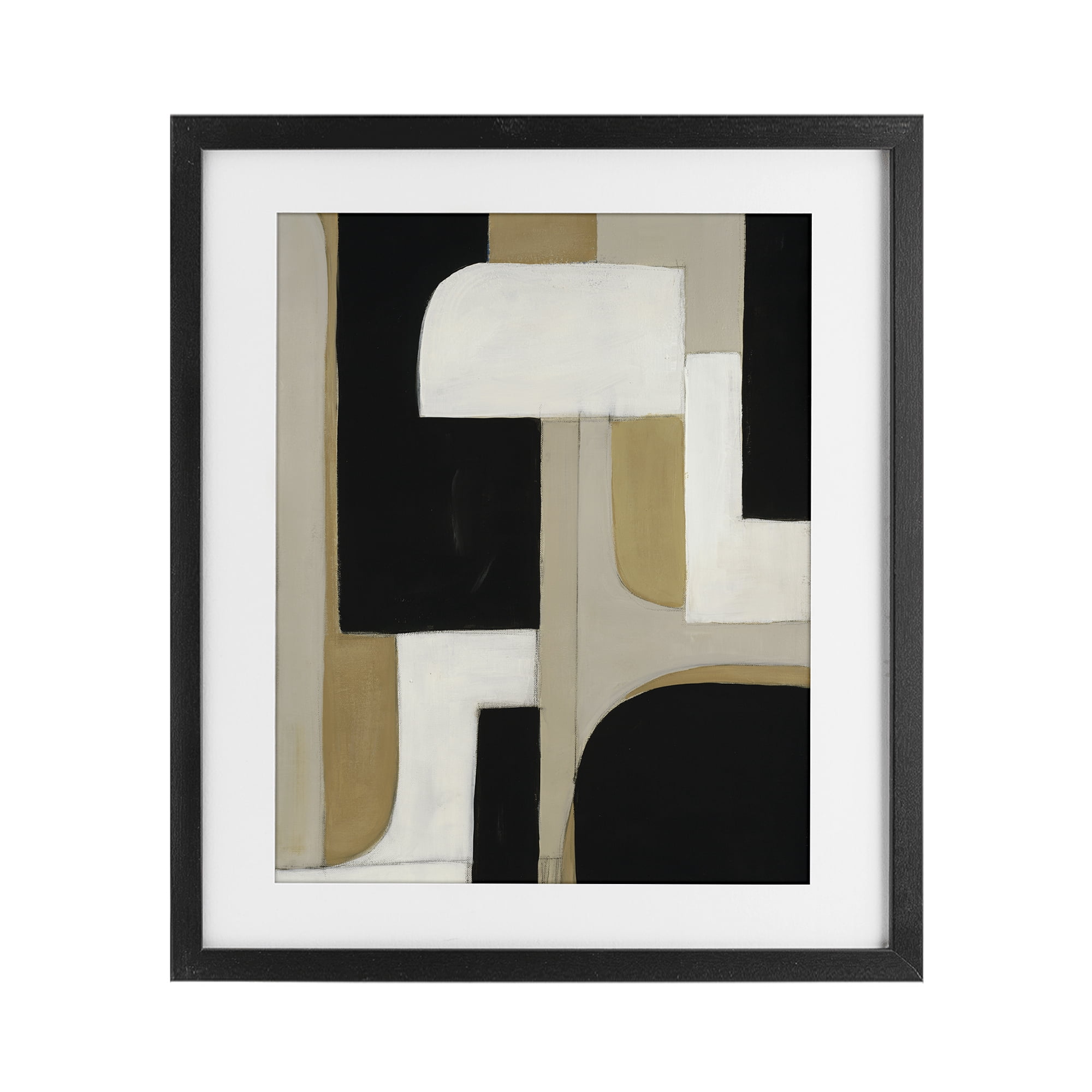 Stupell Industries Minimalist Geometrics in Neutrals Black Framed Print Under Glass, design by Kippi Leonard