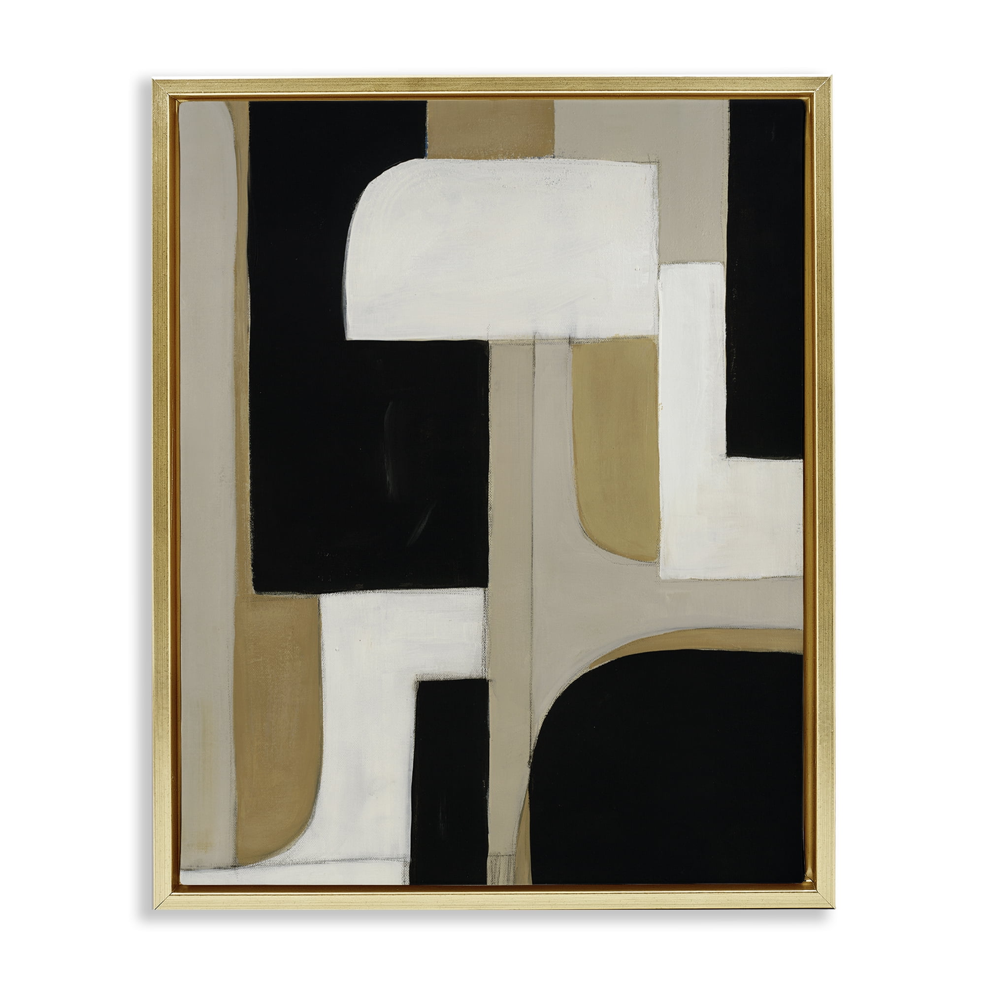 Stupell Industries Minimalist Geometrics in Neutrals Gold Framed Floater Canvas Wall Art, design by Kippi Leonard