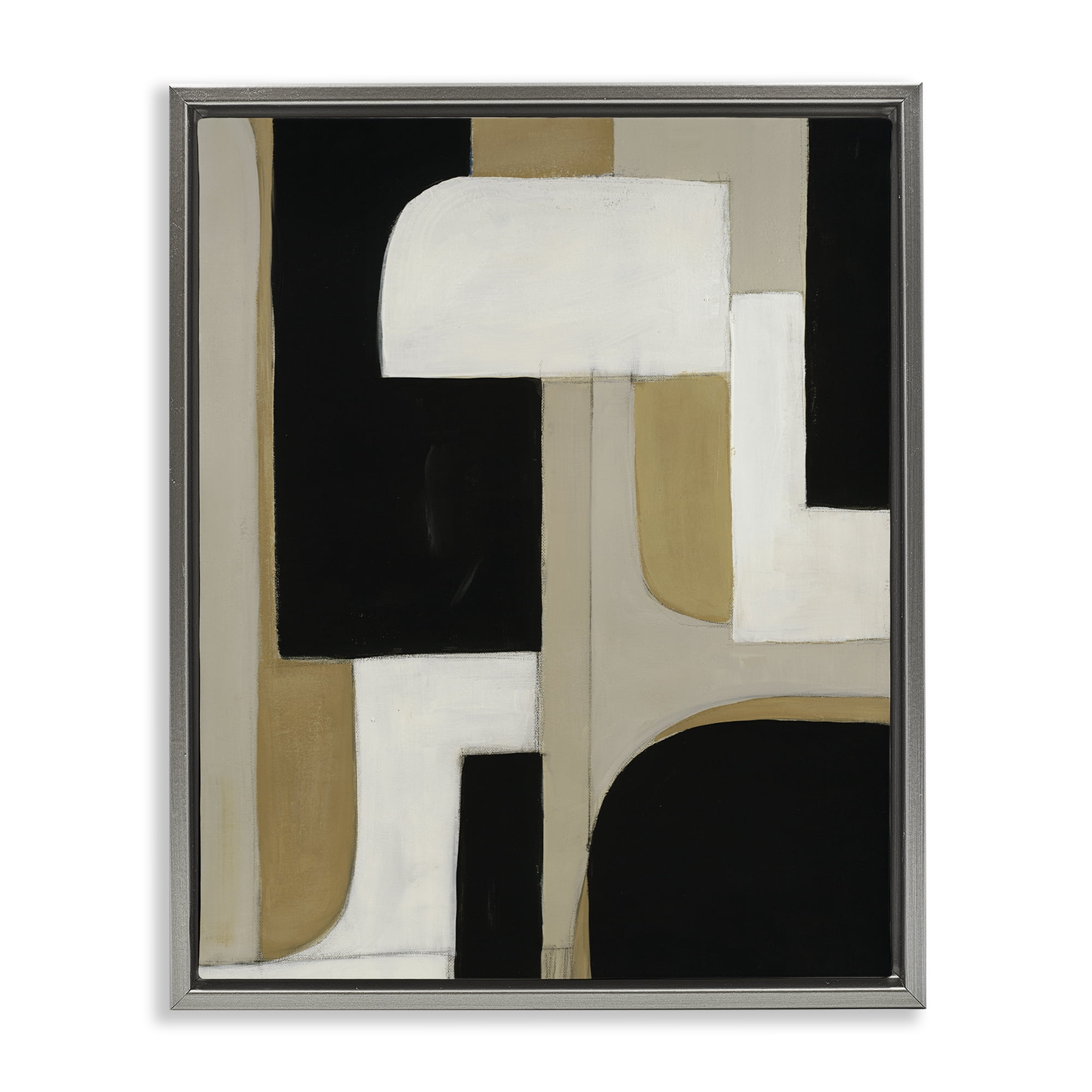 Stupell Industries Minimalist Geometrics in Neutrals Gray Framed Floater Canvas Wall Art, design by Kippi Leonard